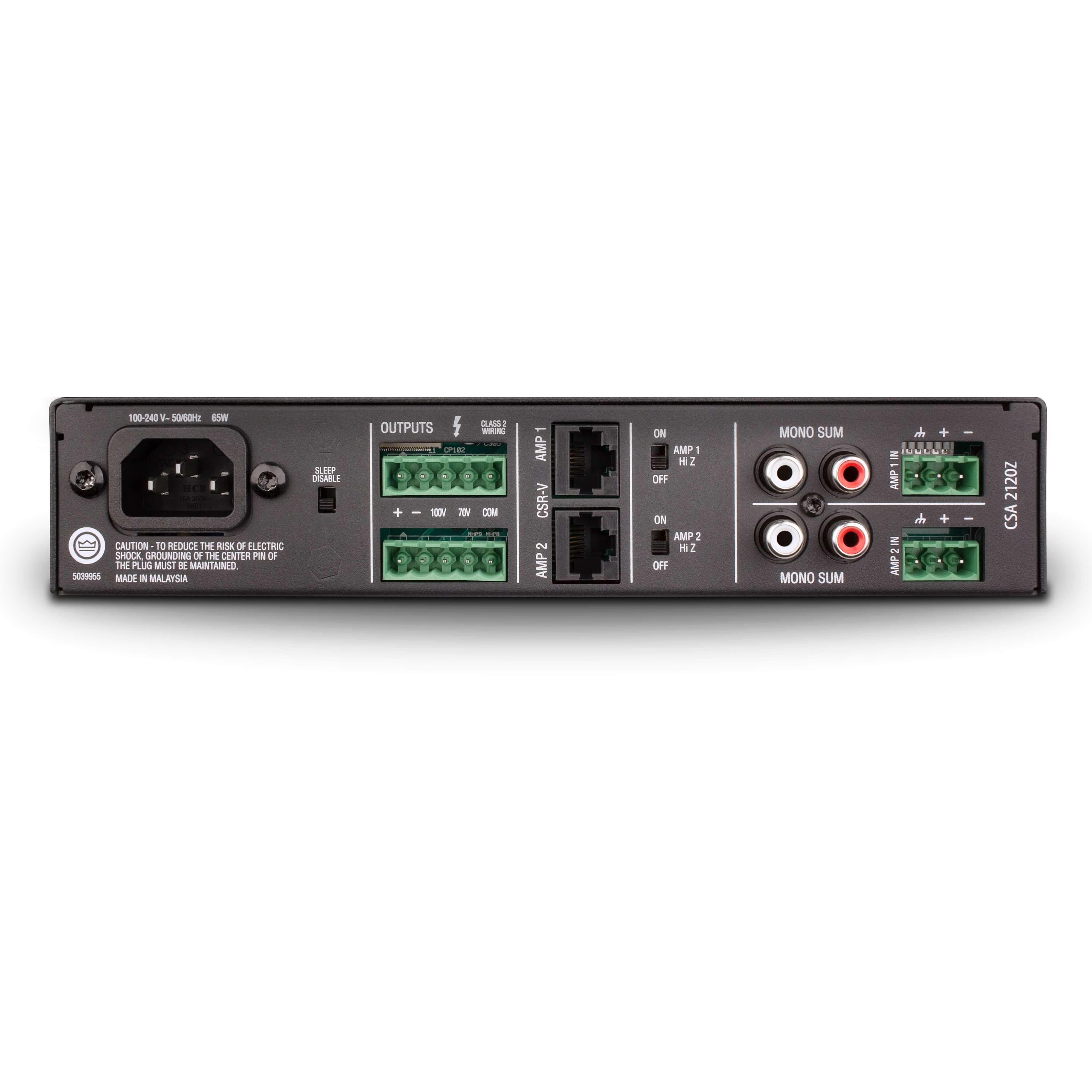 JBL CSA 2120Z - 2 x 120W DriveCore Commercial Series Amplifier, rear