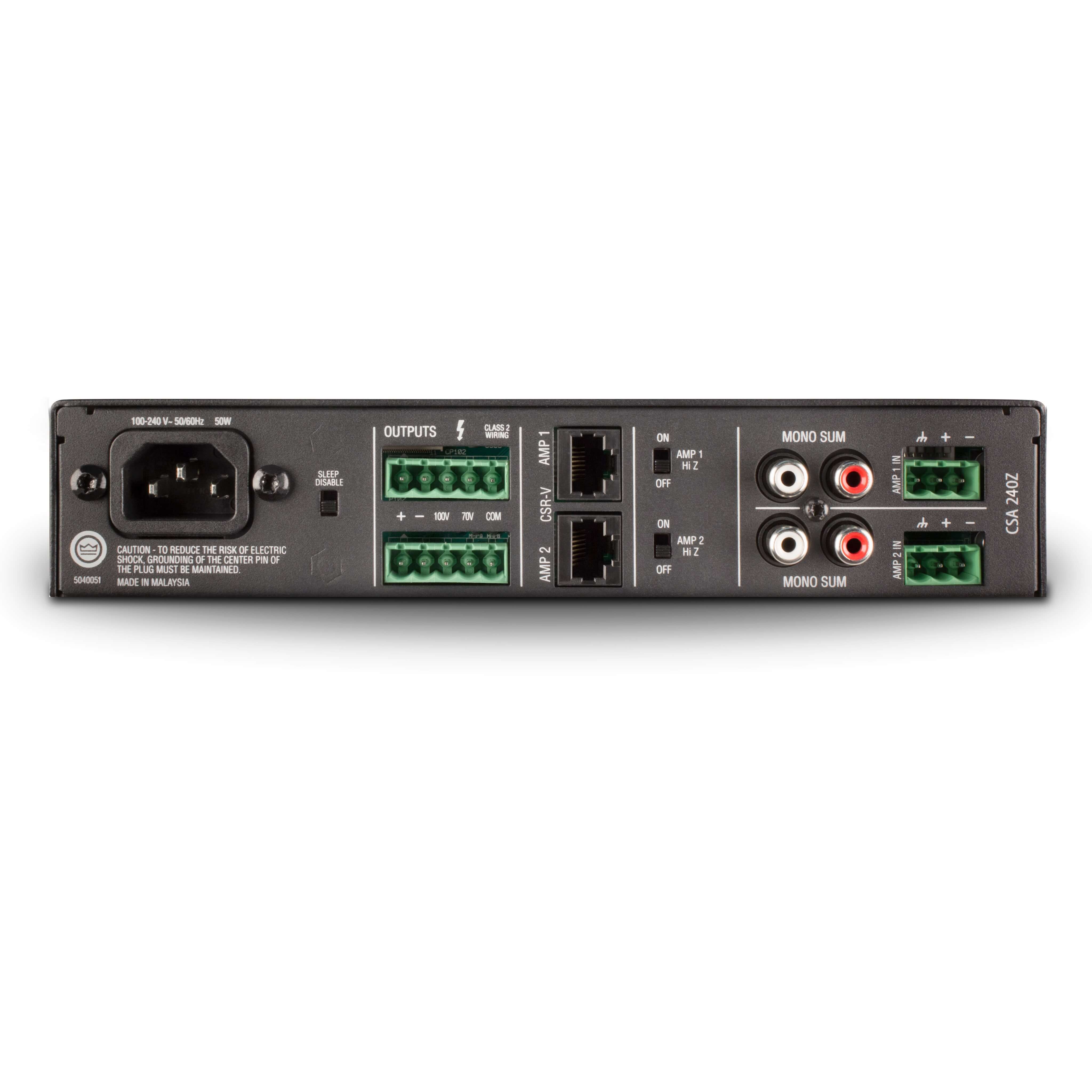 JBL CSA 240Z - 2 x 40W DriveCore Commercial Series Amplifier, rear