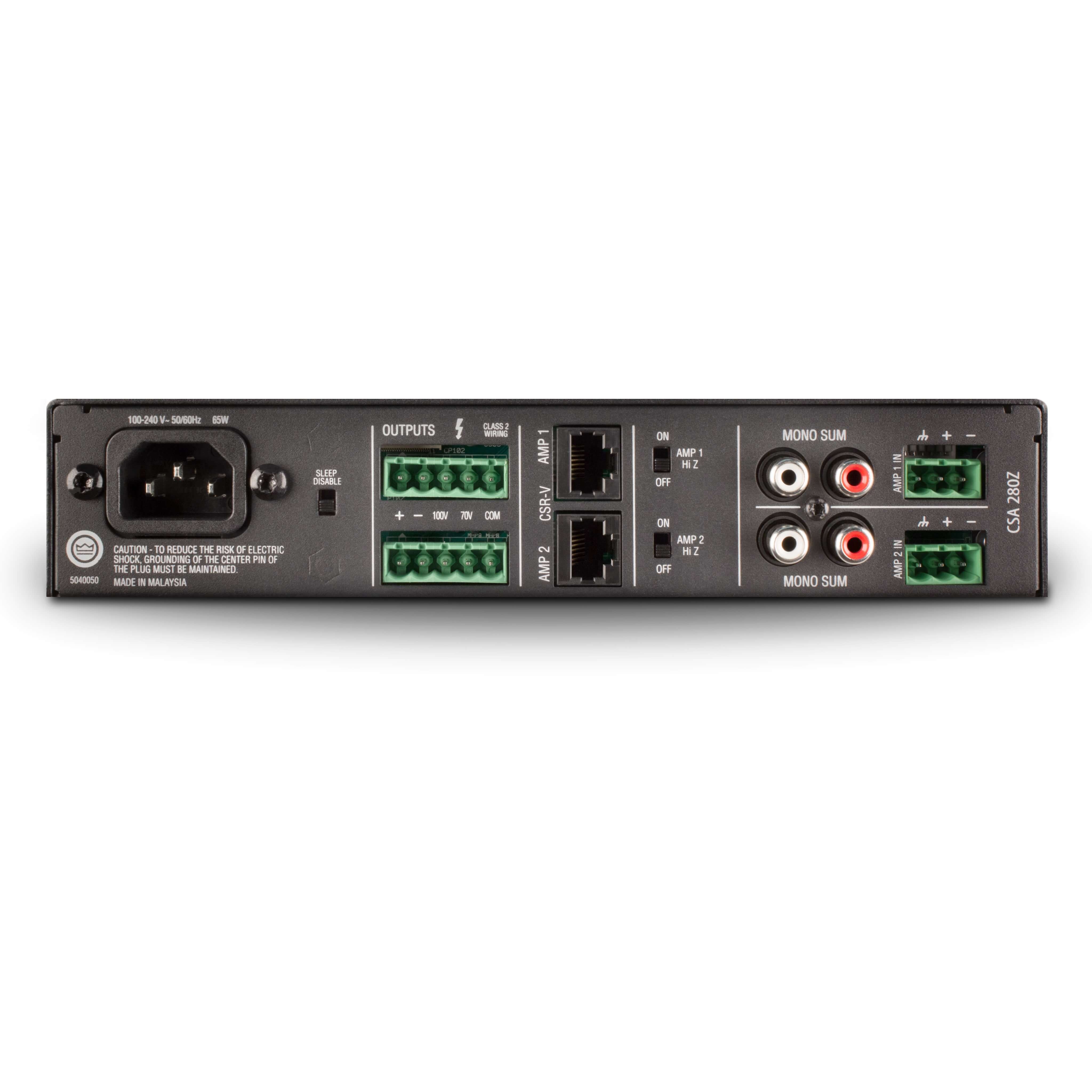 JBL CSA 280Z - 2 x 80W DriveCore Commercial Series Amplifier, rear