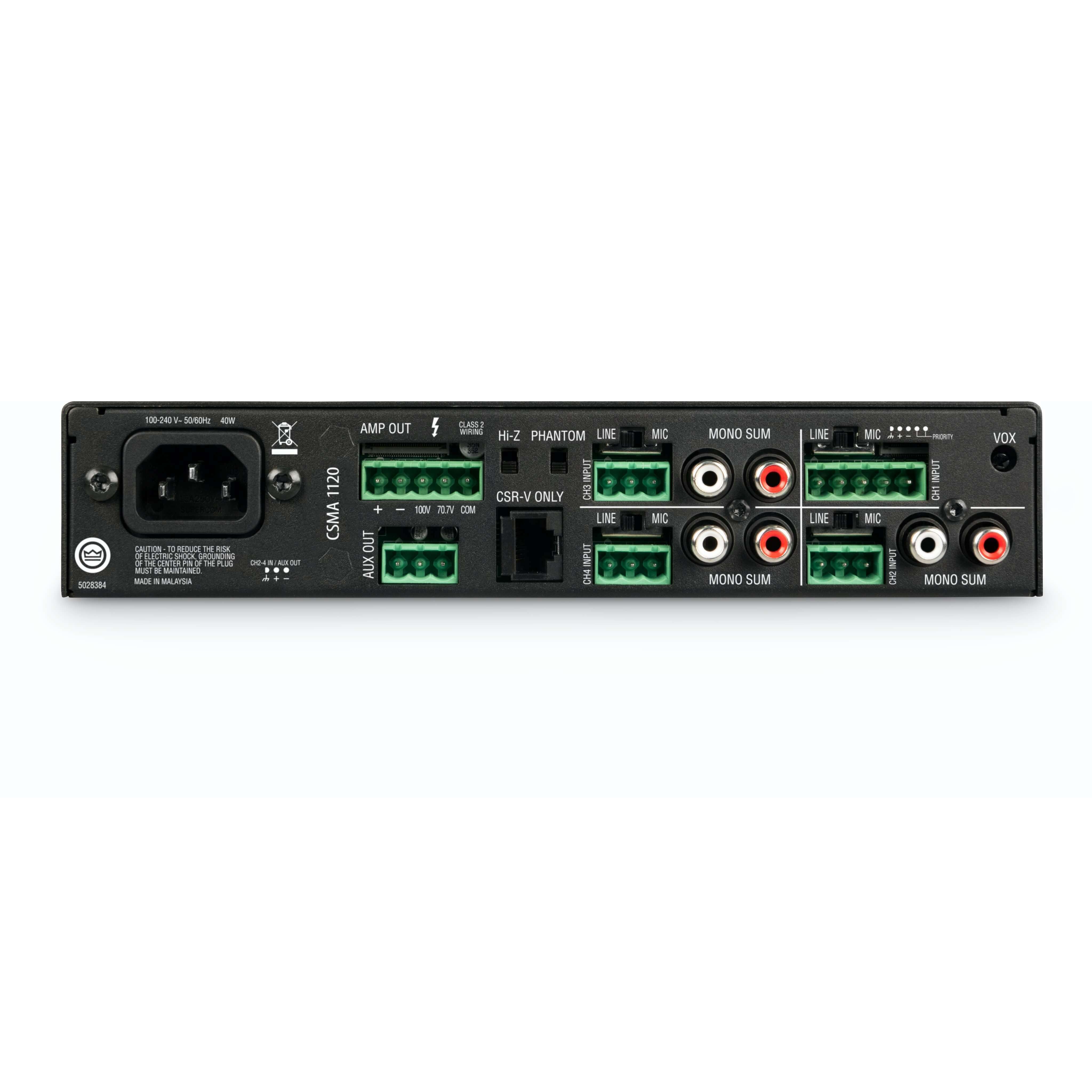 JBL CSMA 1120 - 1 x 120W DriveCore Commercial Series Mixer Amplifier, rear