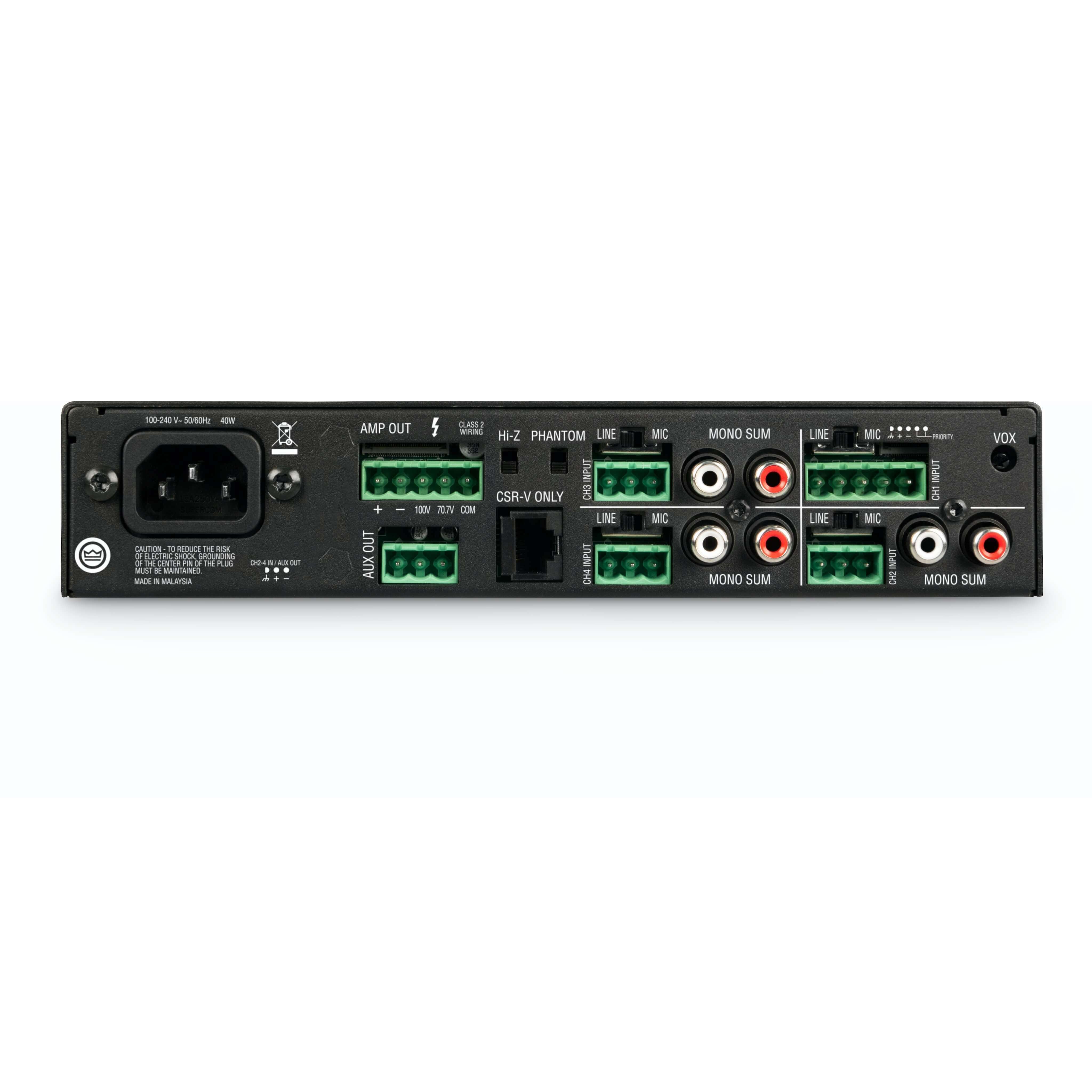 JBL CSMA 180 - 1 x 80W DriveCore Commercial Series Mixer Amplifier, rear