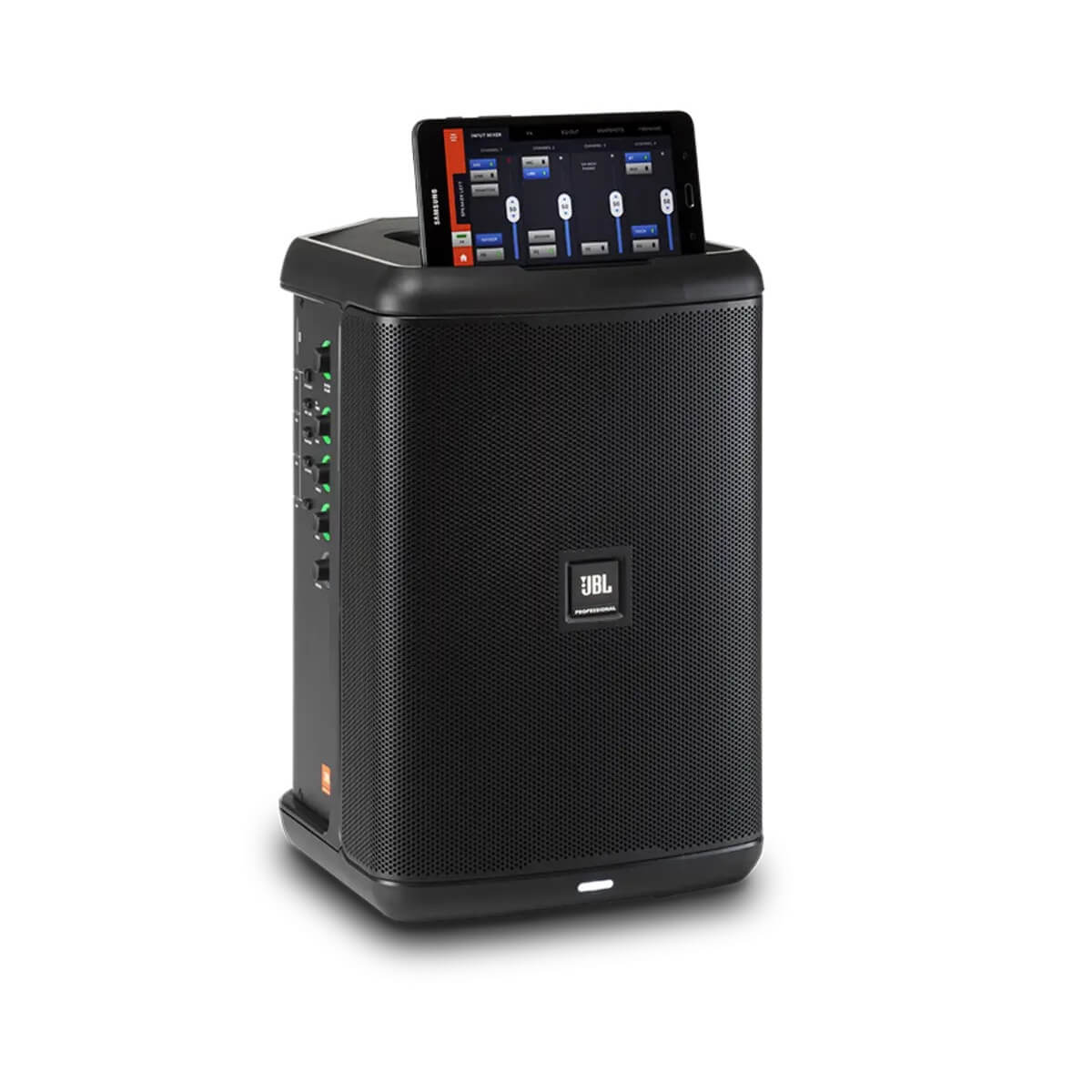 JBL EON ONE Compact - All-In-One Rechargeable Personal PA with Mixer, shown with tablet
