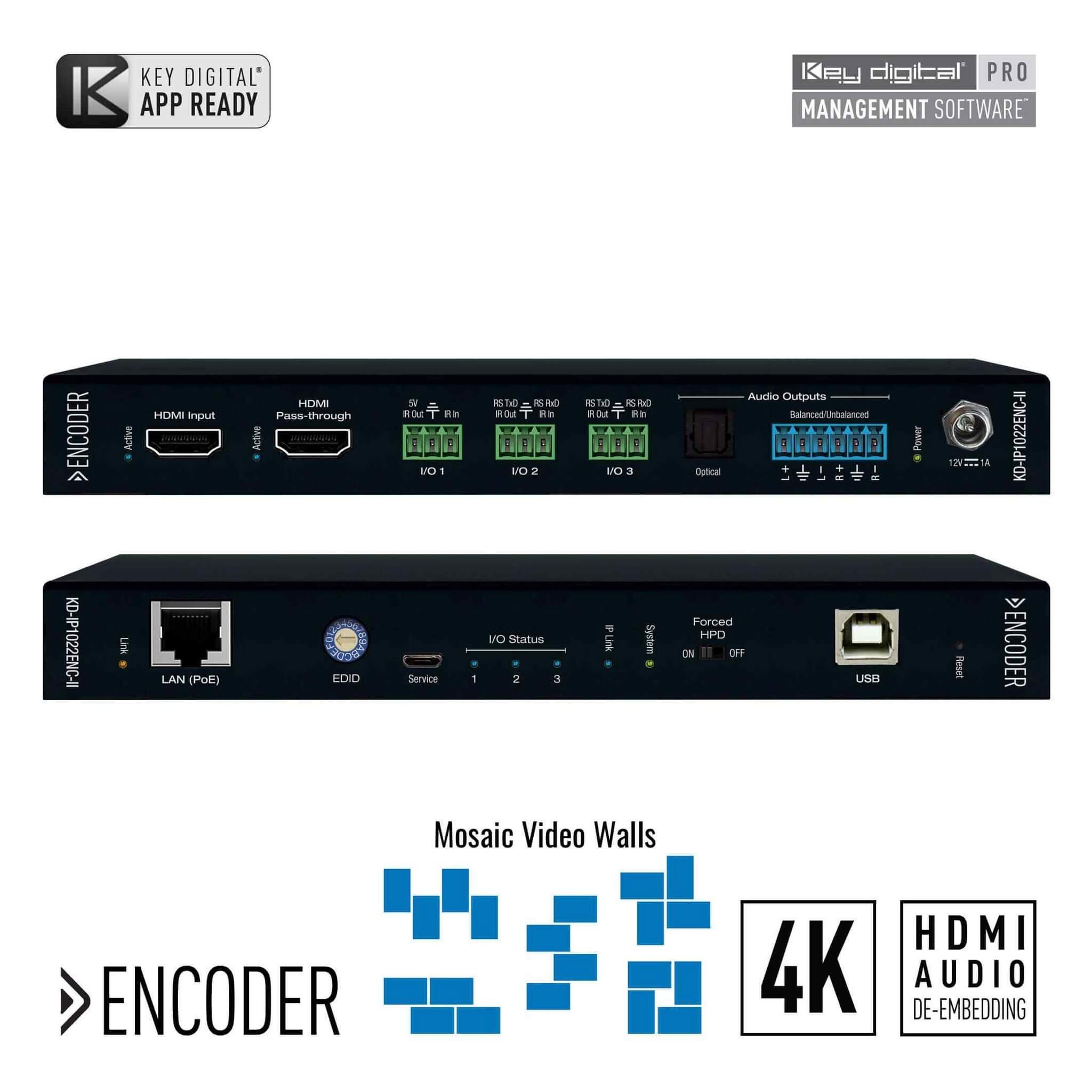 Key Digital KD-IP1022ENC-II - 4K AV over IP System Encoder with PoE