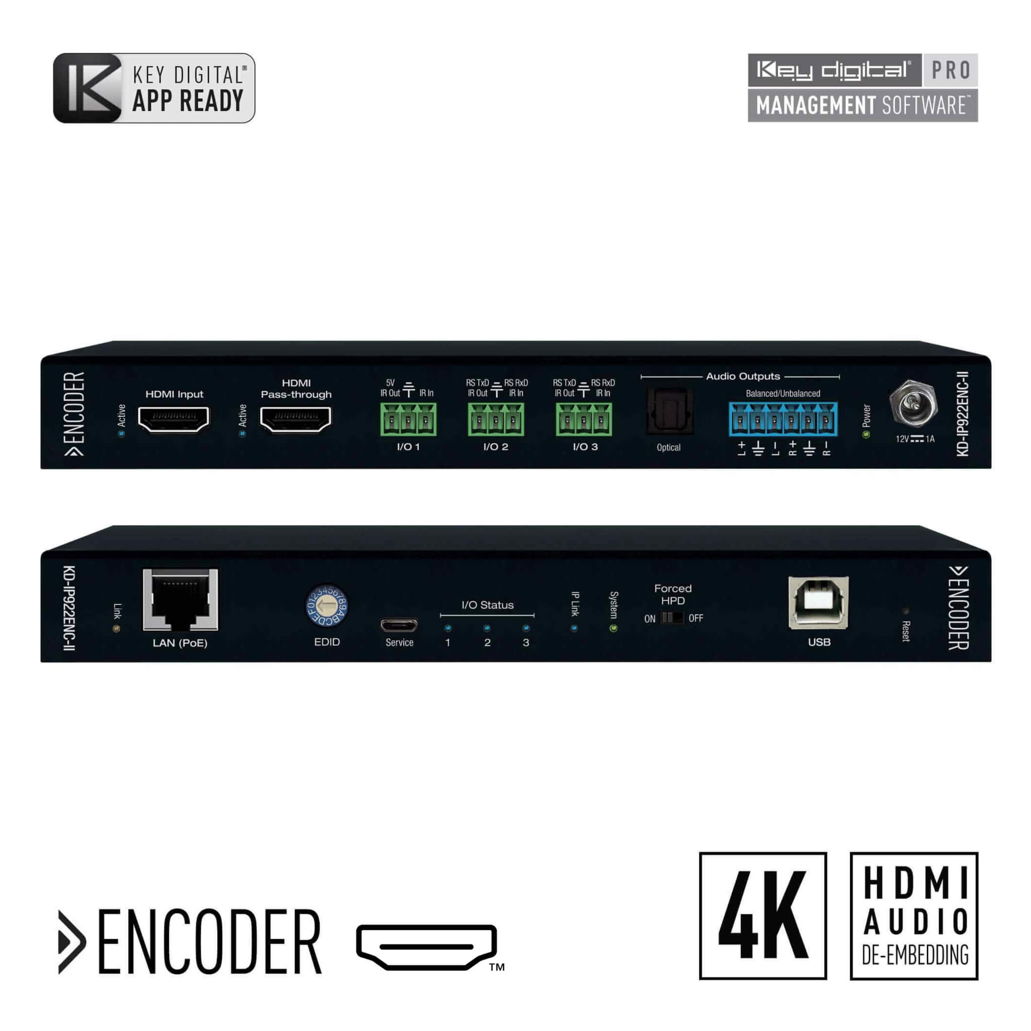 Key Digital KD-IP922ENC-II - 4K AV over IP System Encoder with PoE