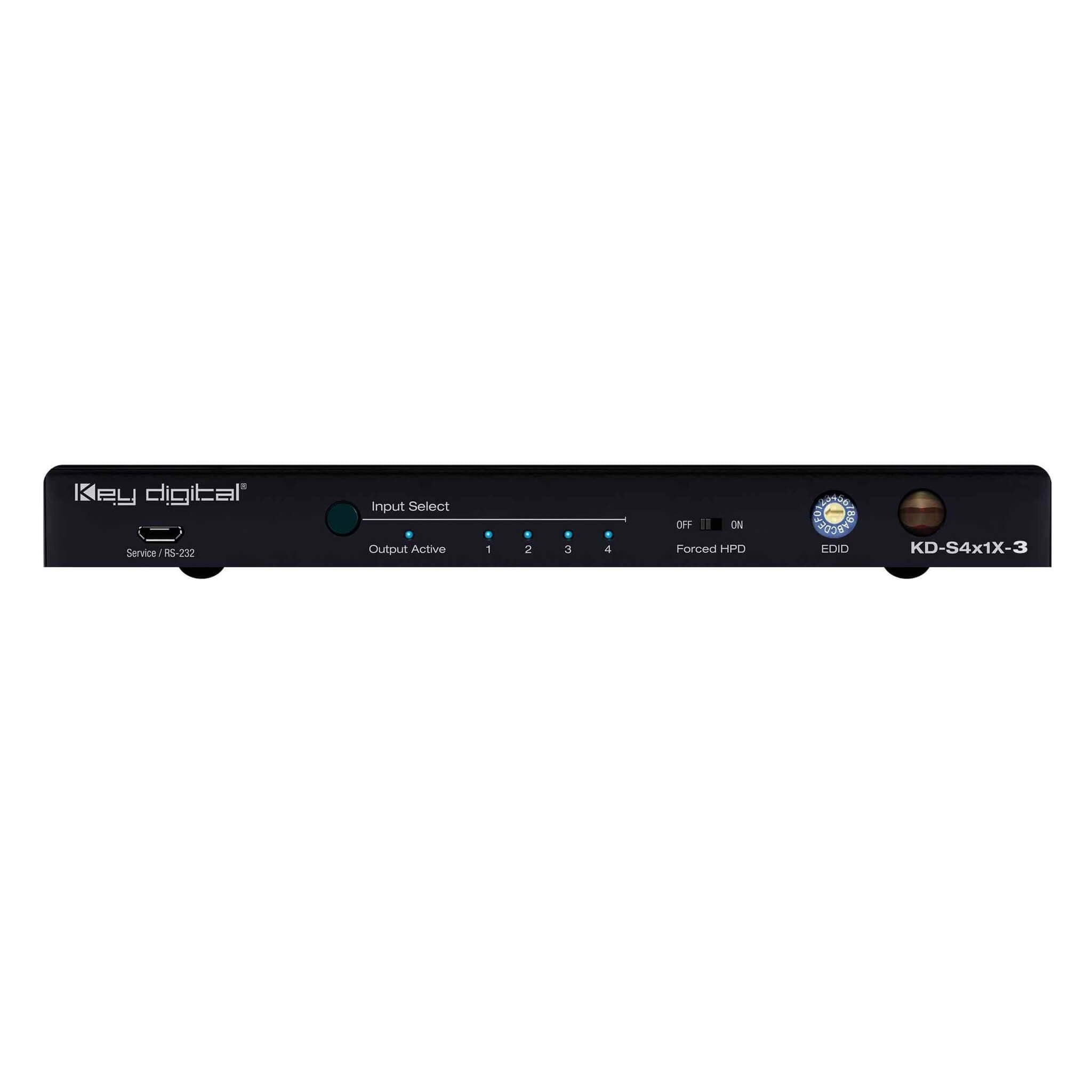 Key Digital KD-S4x1X-3 - 4x1 Slim Series 4K HDMI Auto Switcher, front