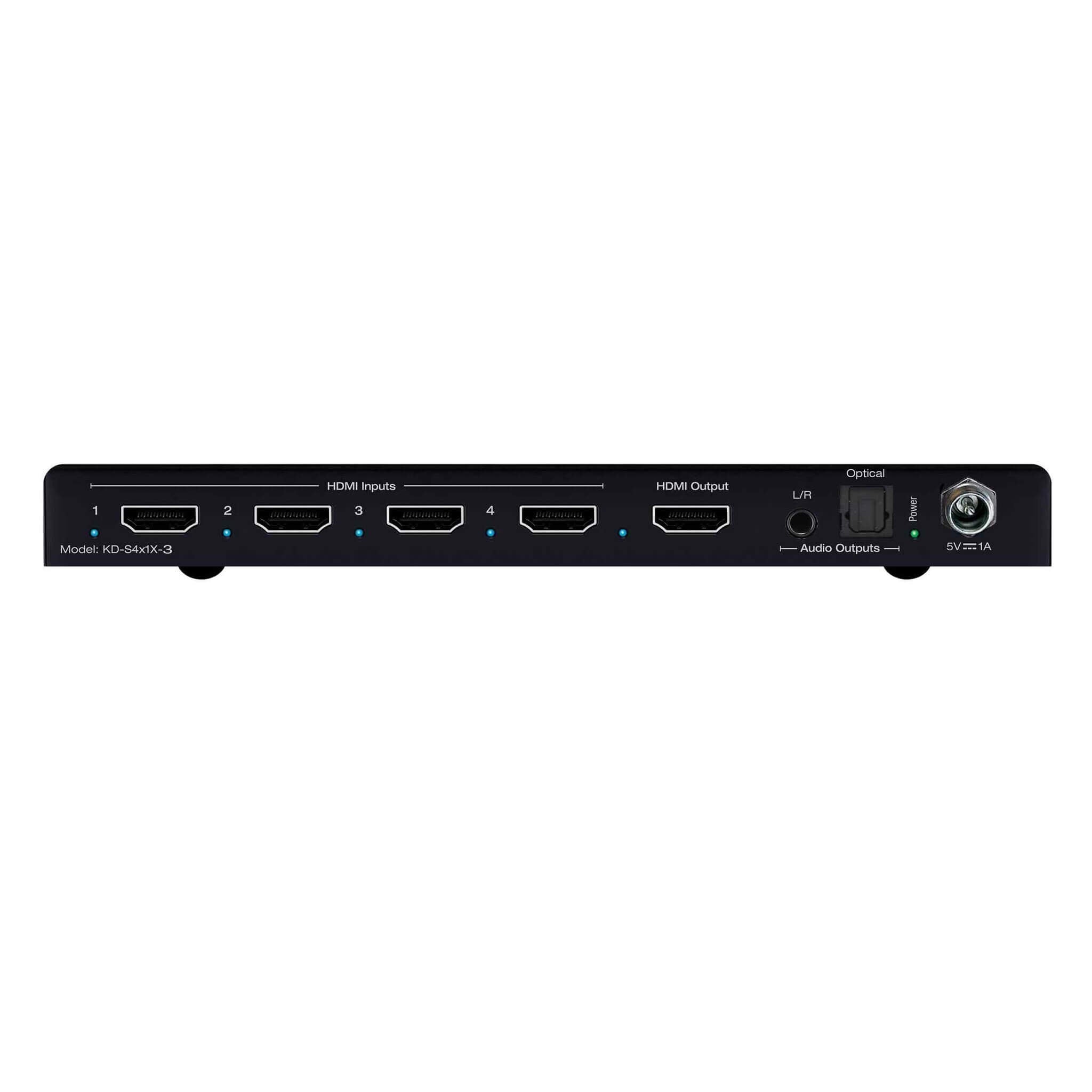 Key Digital KD-S4x1X-3 - 4x1 Slim Series 4K HDMI Auto Switcher, rear