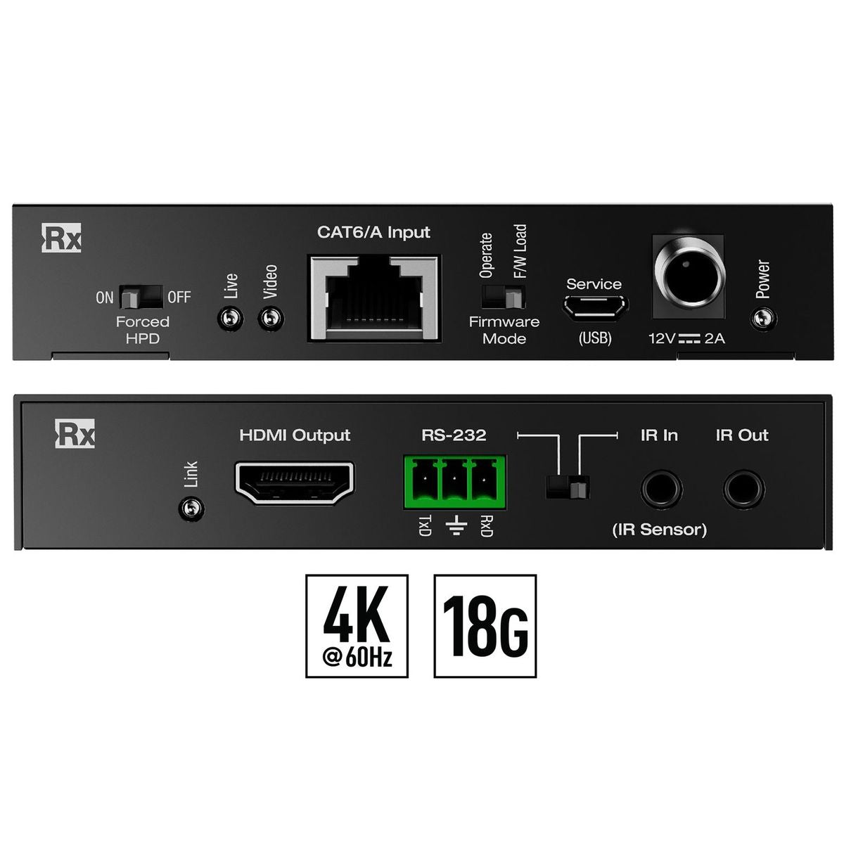 Key Digital KD-X444LP - 4K/18Gbps HDMI over CAT6 Extender Set, receiver