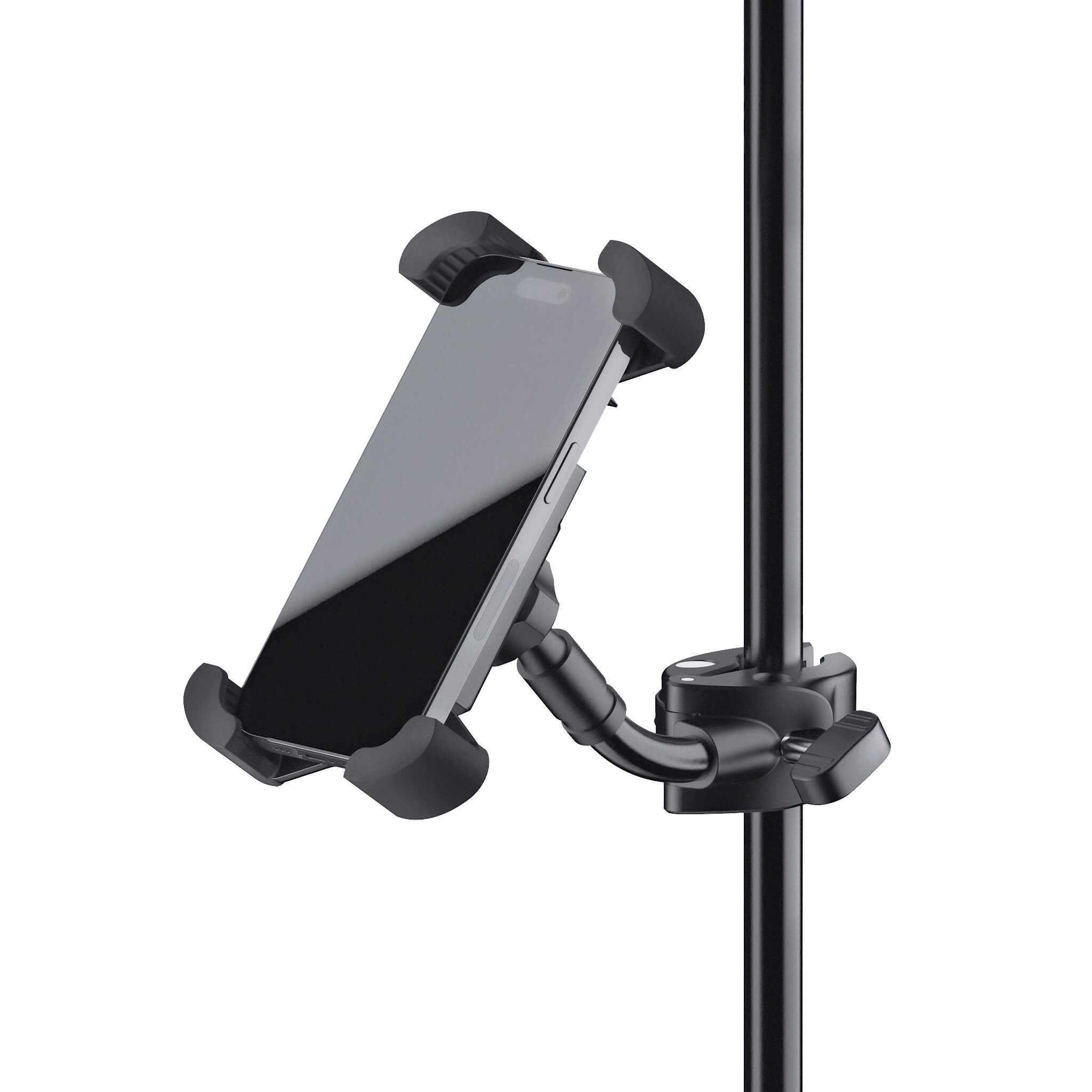 Konig & Meyer 19755 - Universal Smartphone Holder, shown with stand and phone