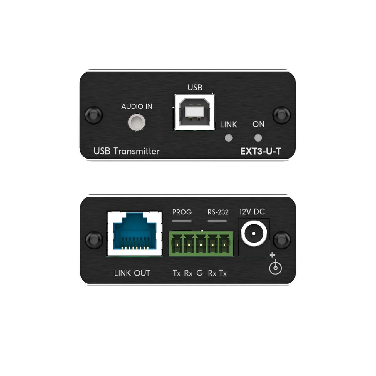 Kramer EXT3-U-T - USB 2.0 PoC Extender Transmitter, front and rear views combined