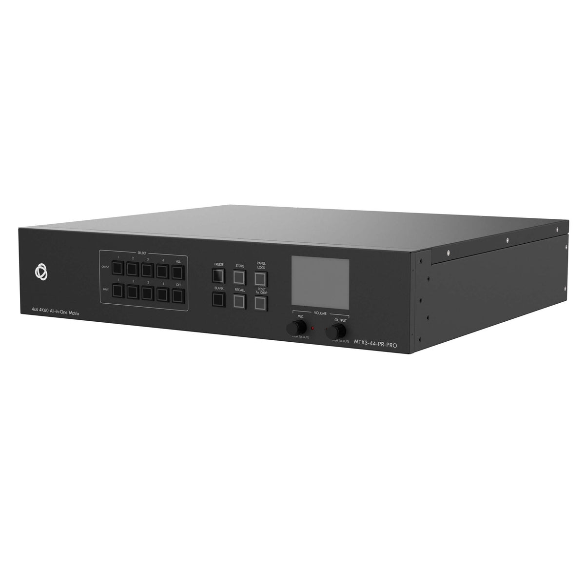 Kramer MTX3-44-PR-PRO - 4x4 4K60 All-In-One Matrix Switcher, angled