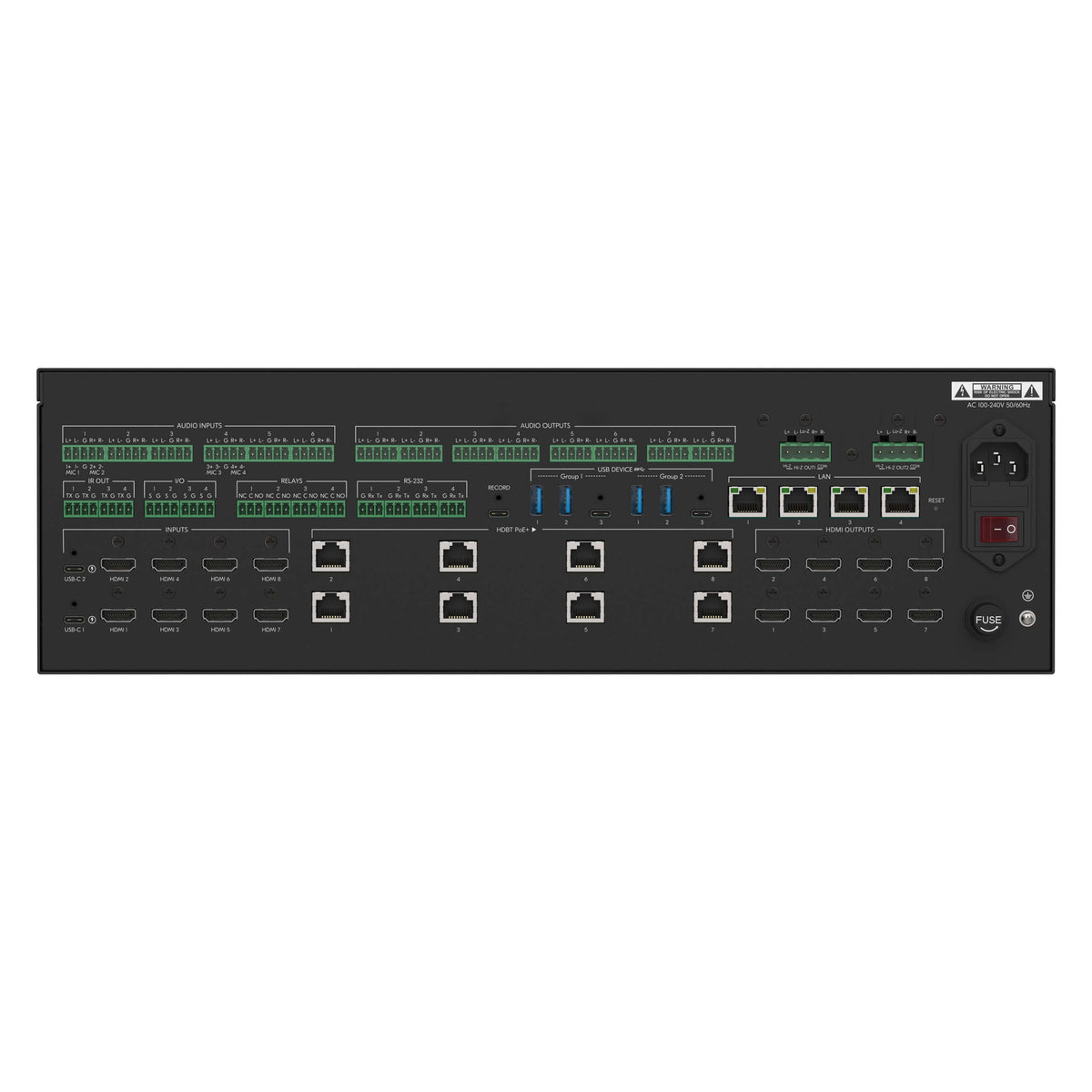 Kramer MTX3-88-PR-PRO - 8x8 4K60 All-In-One Matrix Switcher, rear