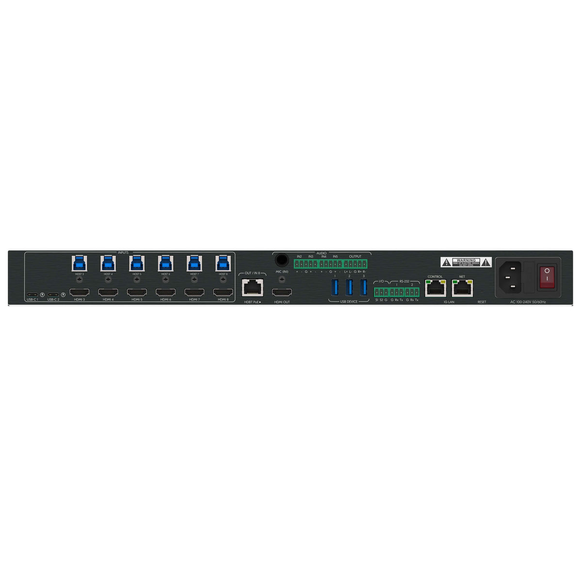 Kramer SWT3-81-PR - 8x1:2 4K60 USB-C/HDMI Presentation Switcher, rear