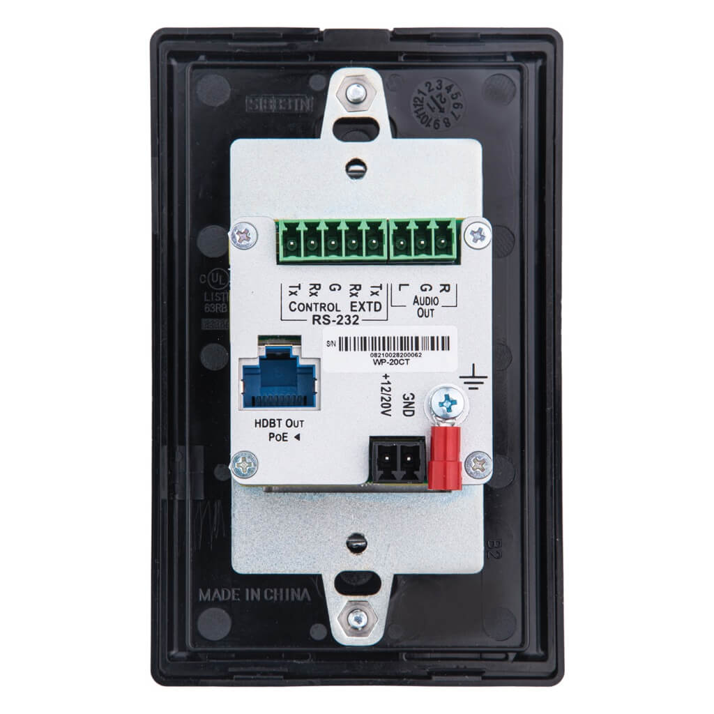 Kramer WP-20CT 4K HDMI/USB-C Wall-Plate Switcher/Transmitter over HDBaseT, black rear