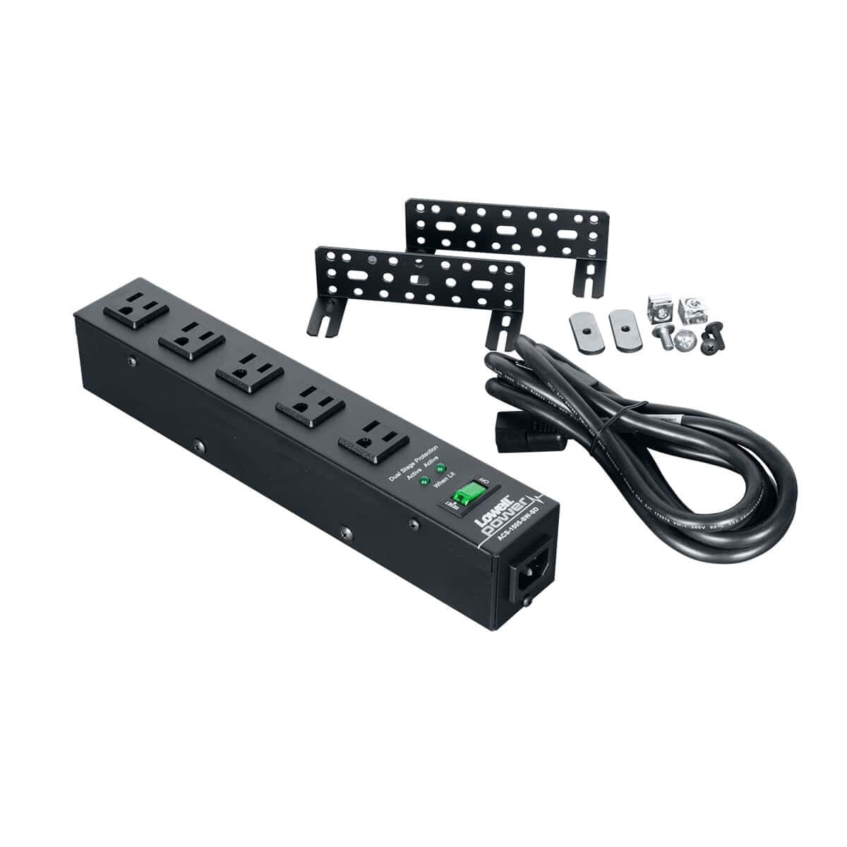 Lowell ACS-1505-SW-SD - 15A Power Strip with Surge Suppression