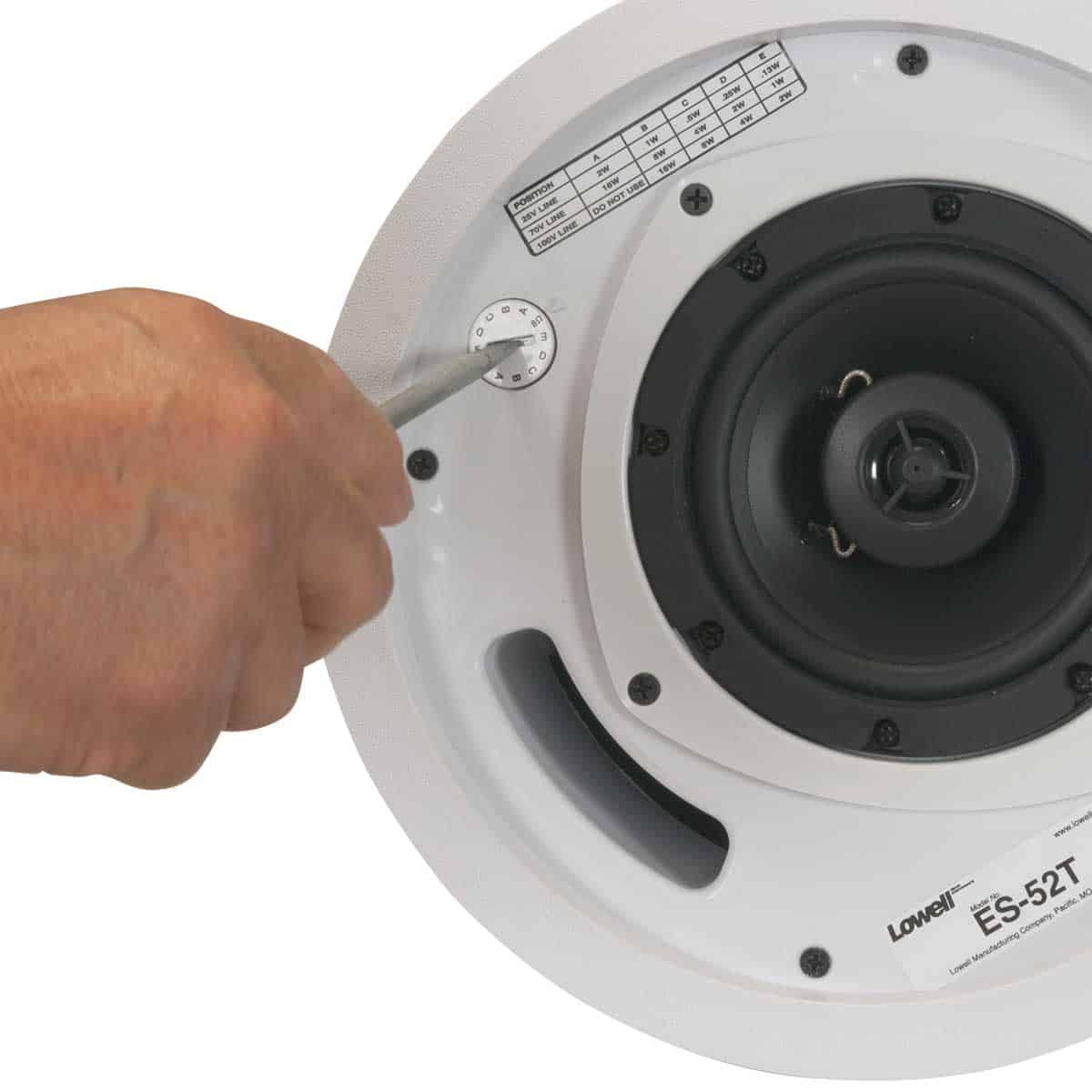 Lowell ES-52T - 5.25-in 16W Coaxial Ceiling Speaker, tap selector
