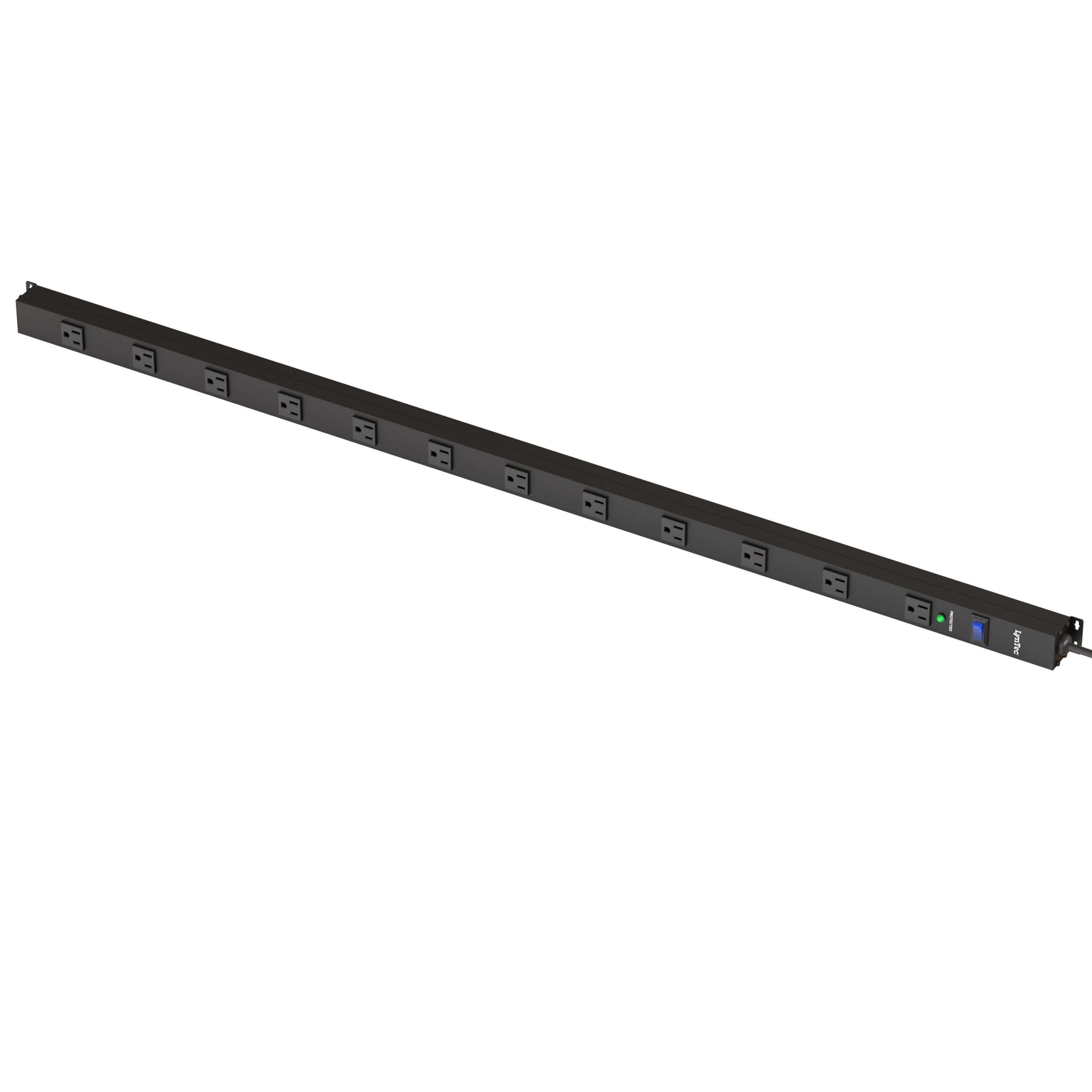 LynTec A12SS - 15A 12-Outlet Power Strip with Surge Protection, angled left