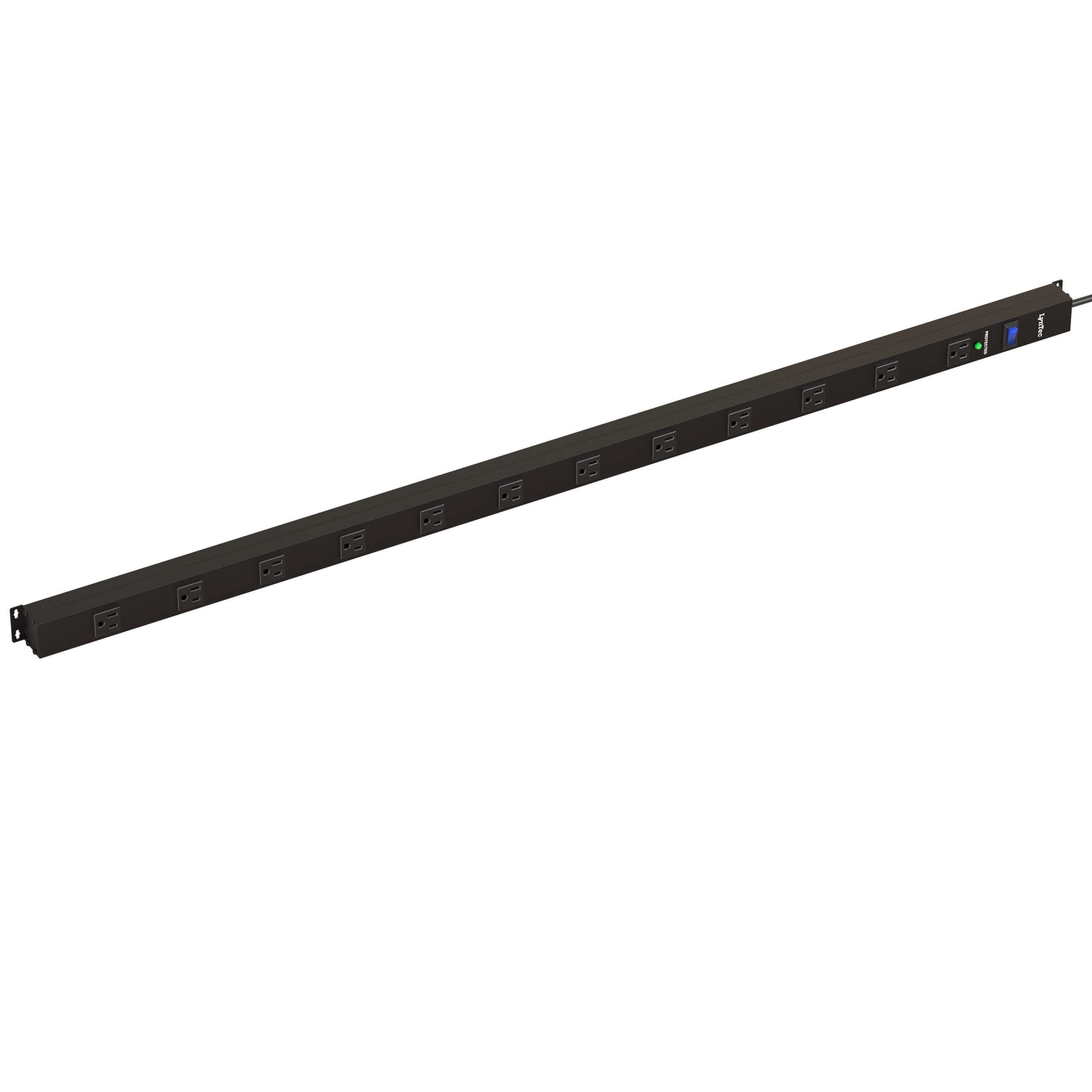 LynTec A12SS - 15A 12-Outlet Power Strip with Surge Protection, angled right
