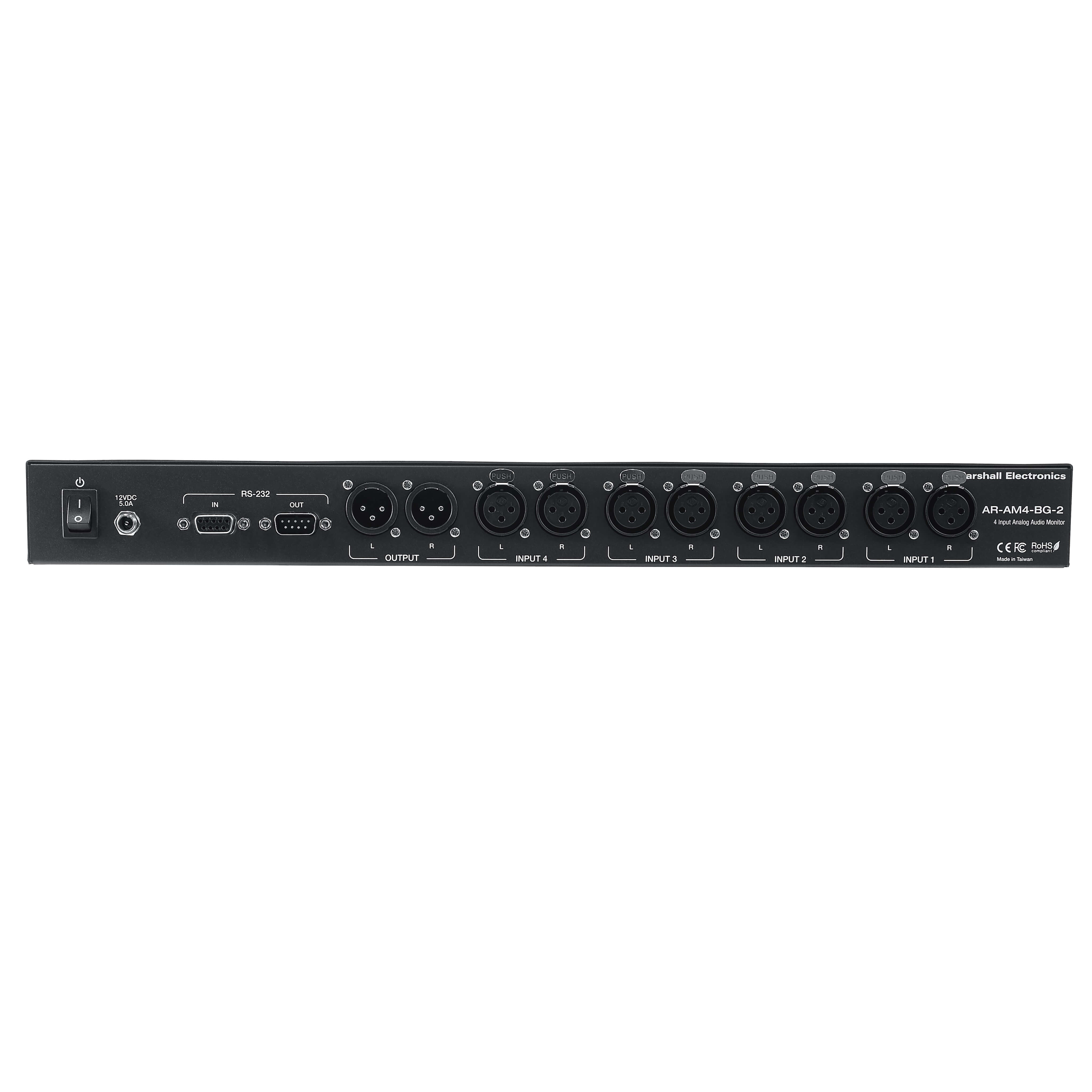 Marshall AR-AM4-BG-2 - 4-Input Analog Audio Monitor, rear