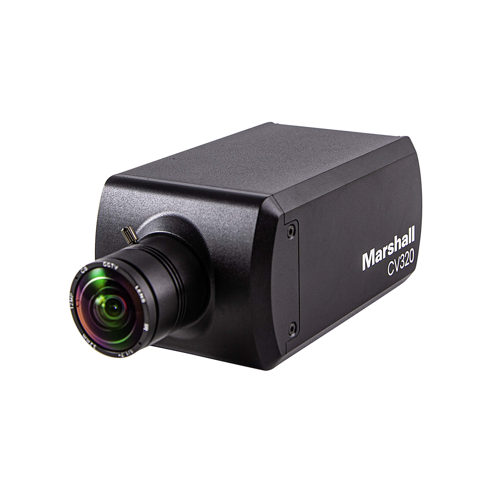 Marshall CV320 - Compact POV Camera, IP & 3G-SDI (lens sold separately), angled left