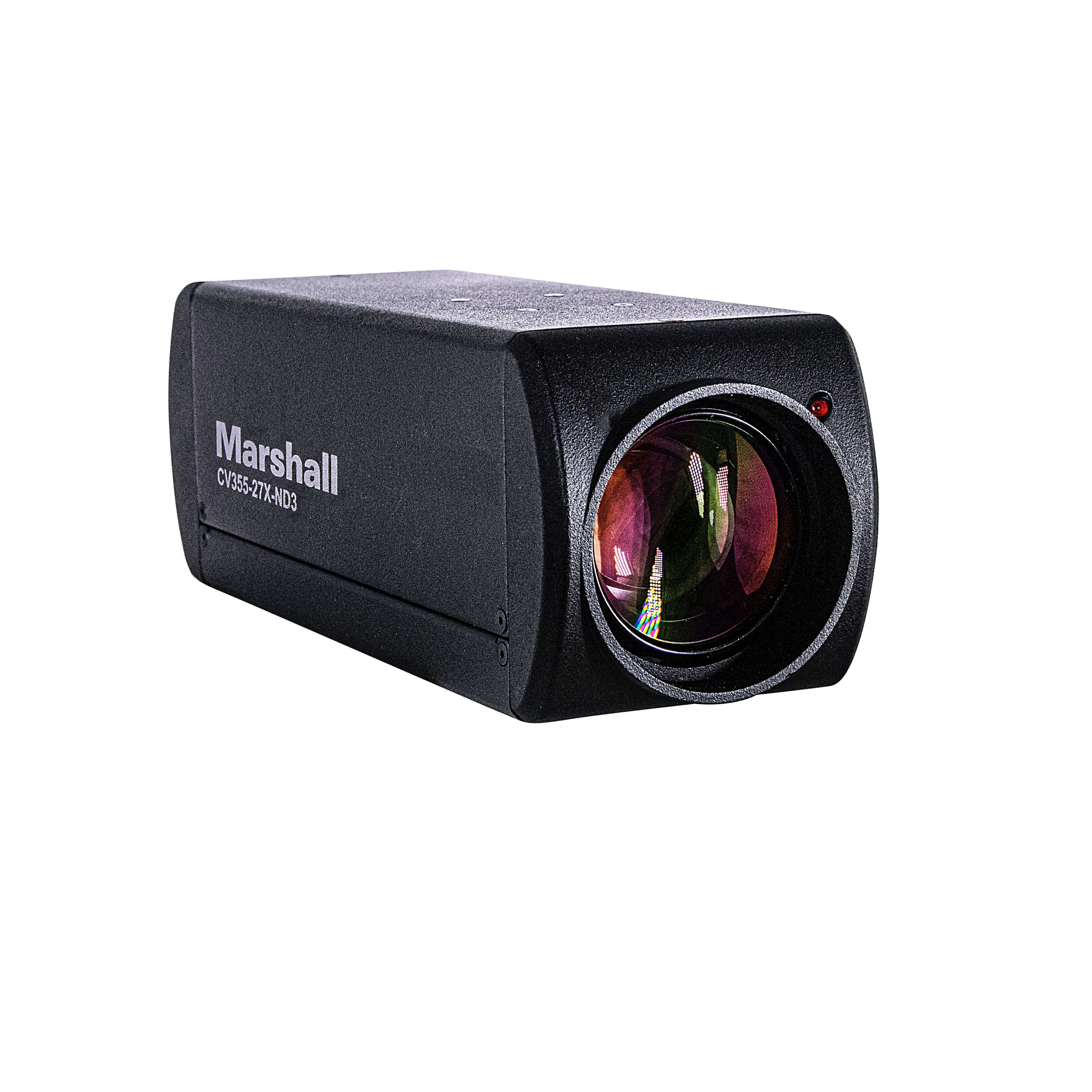 Marshall CV355-27X-ND3 - HD Video Camera with NDI, 3G-SDI, and 27x Optical Zoom, angled right