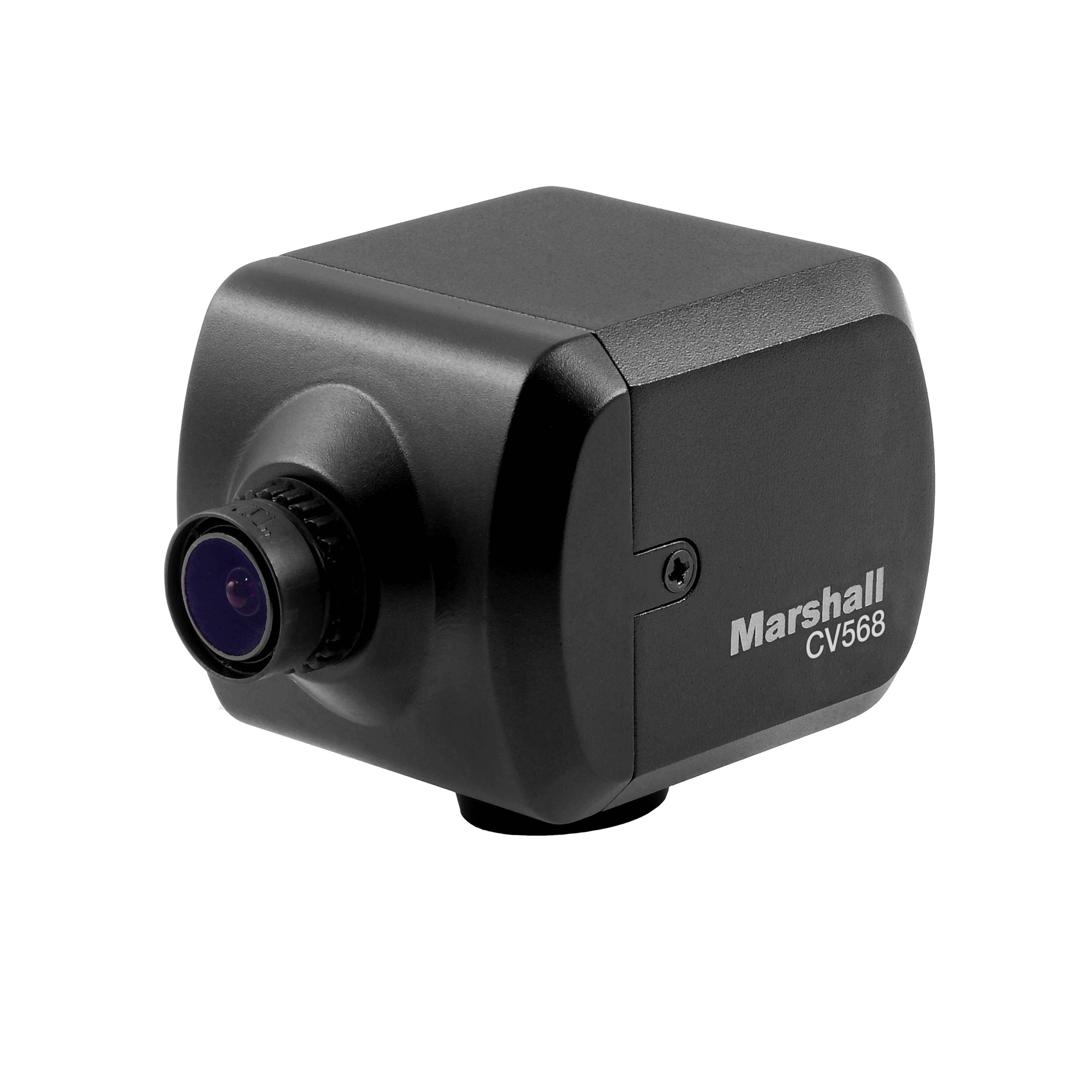 Marshall CV568 - Miniature Global HD Camera with Genlock, angled left