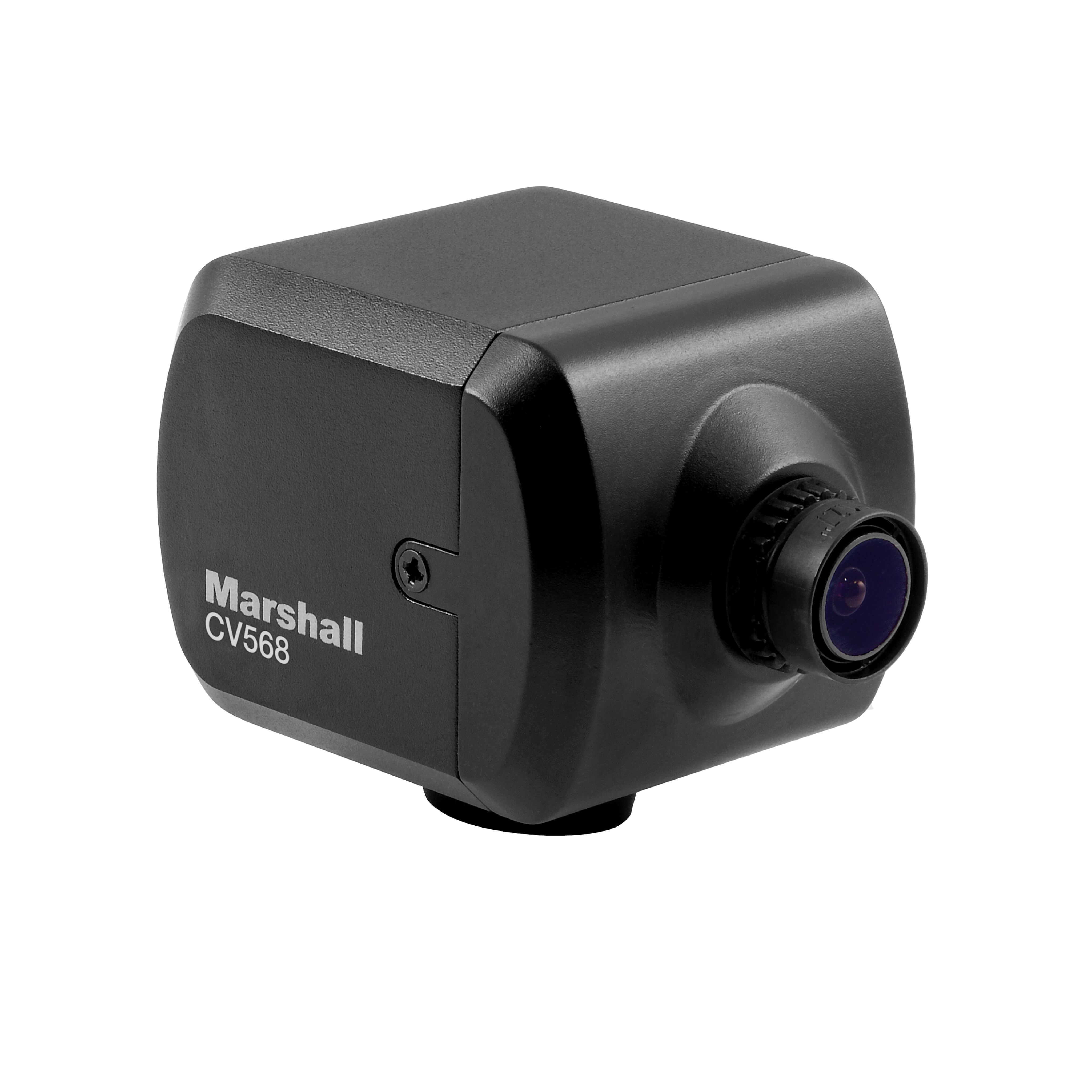 Marshall CV568 - Miniature Global HD Camera with Genlock, angled right