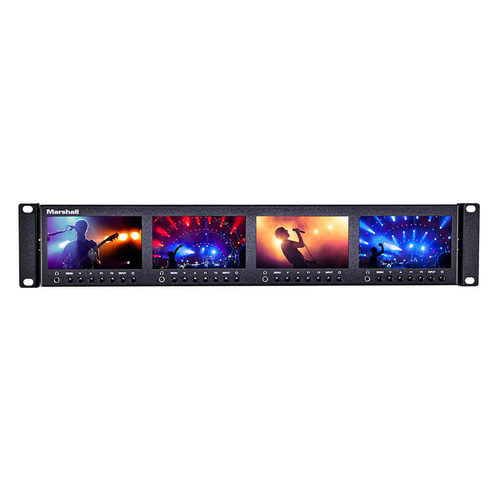 Marshall ML-454-V3 - Quad 4.5" Rack Monitor with 3G-SDI & HDMI Inputs, front
