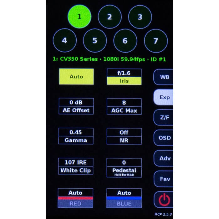 Marshall CV-RCP-V2 - Multi-Camera Control Touchscreen RCP, exposure screen