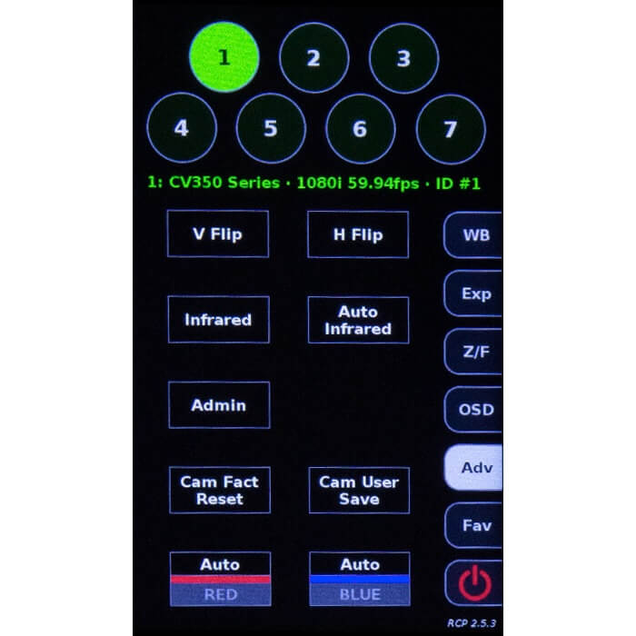 Marshall CV-RCP-V2 - Multi-Camera Control Touchscreen RCP, advanced features screen