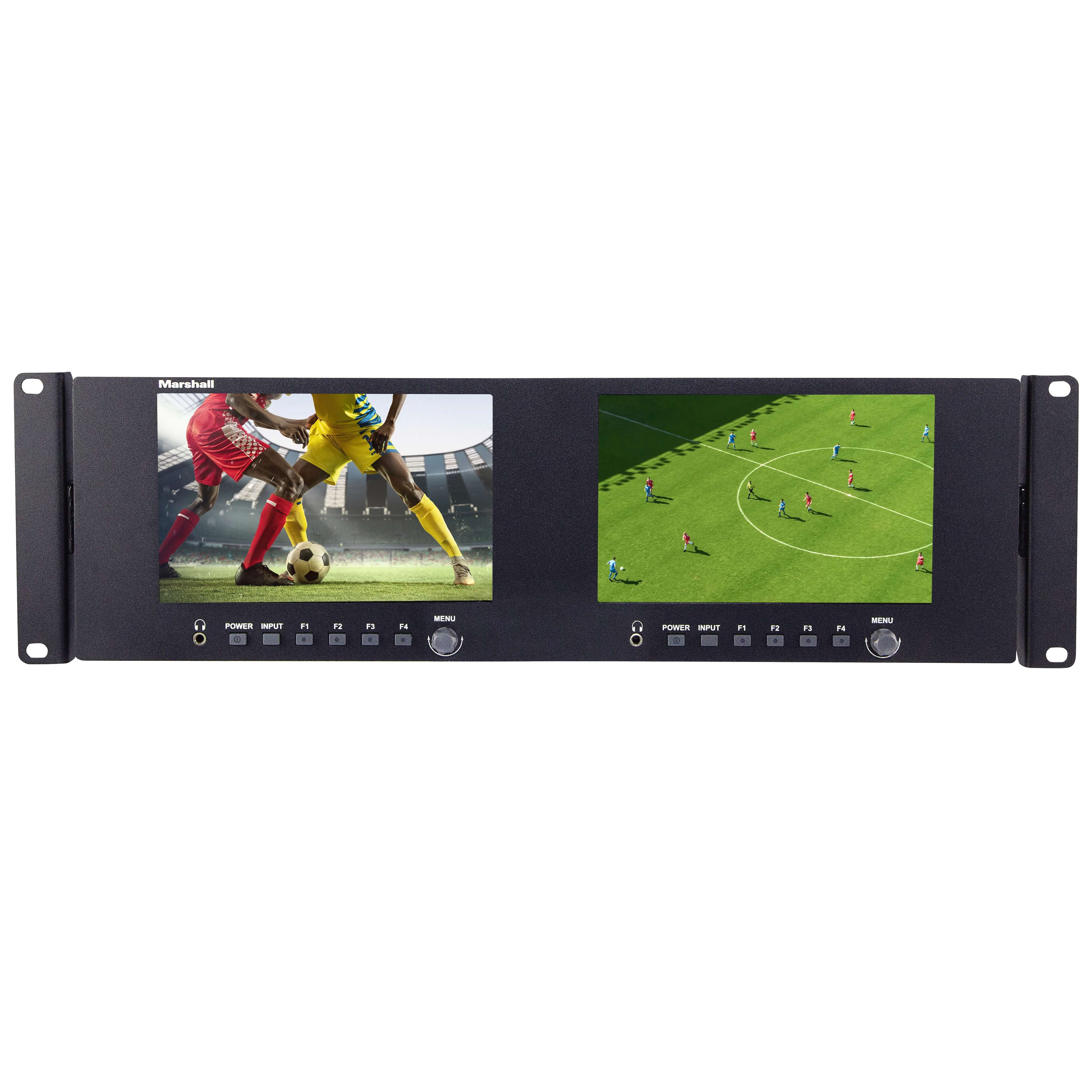 Marshall ML-702-V2 - Dual 7" HD Rack Monitor with 3G-SDI & HDMI Inputs, front