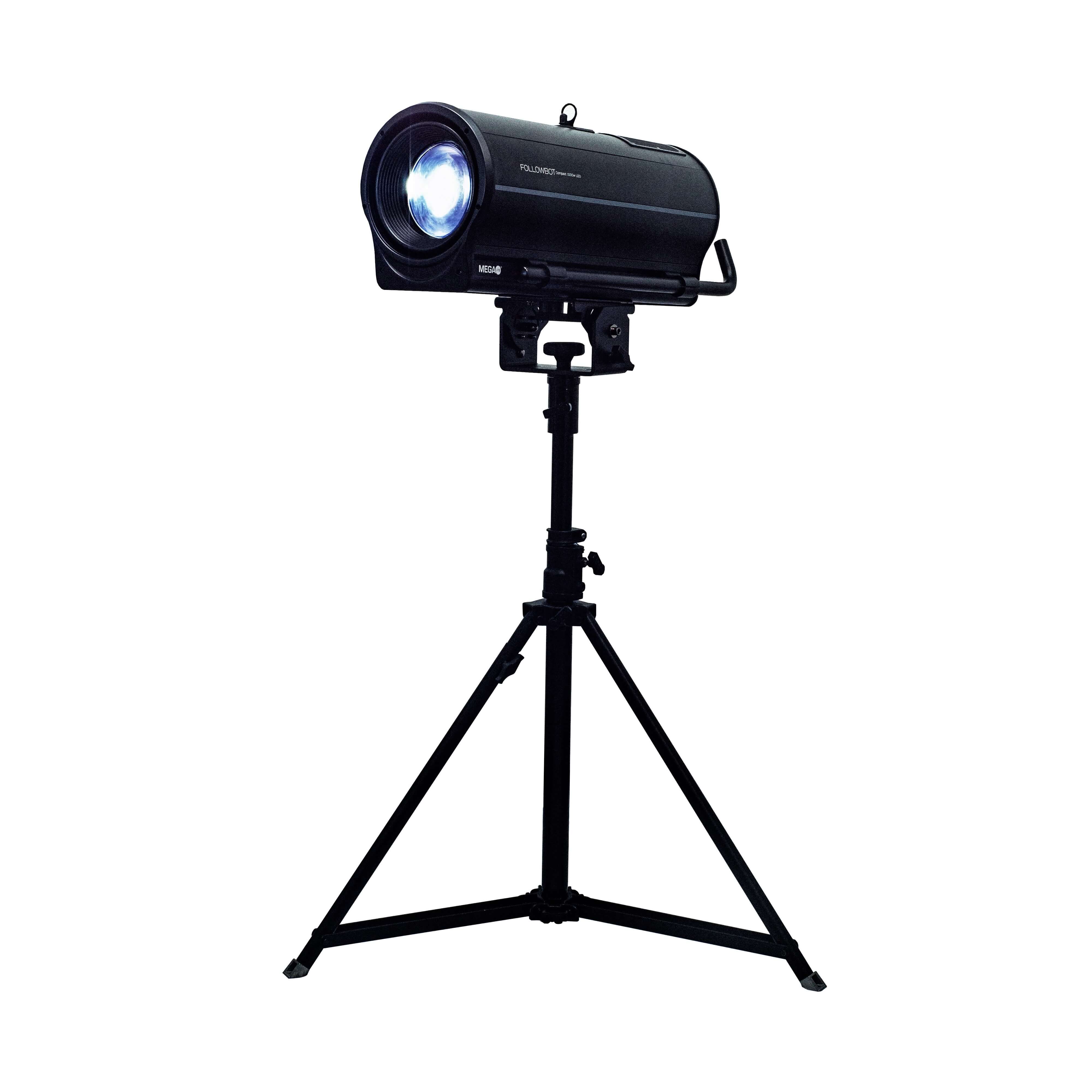 Mega-Lite Followbot Compact 1000W LED - Hybrid Follow Spot with Stand, angled left