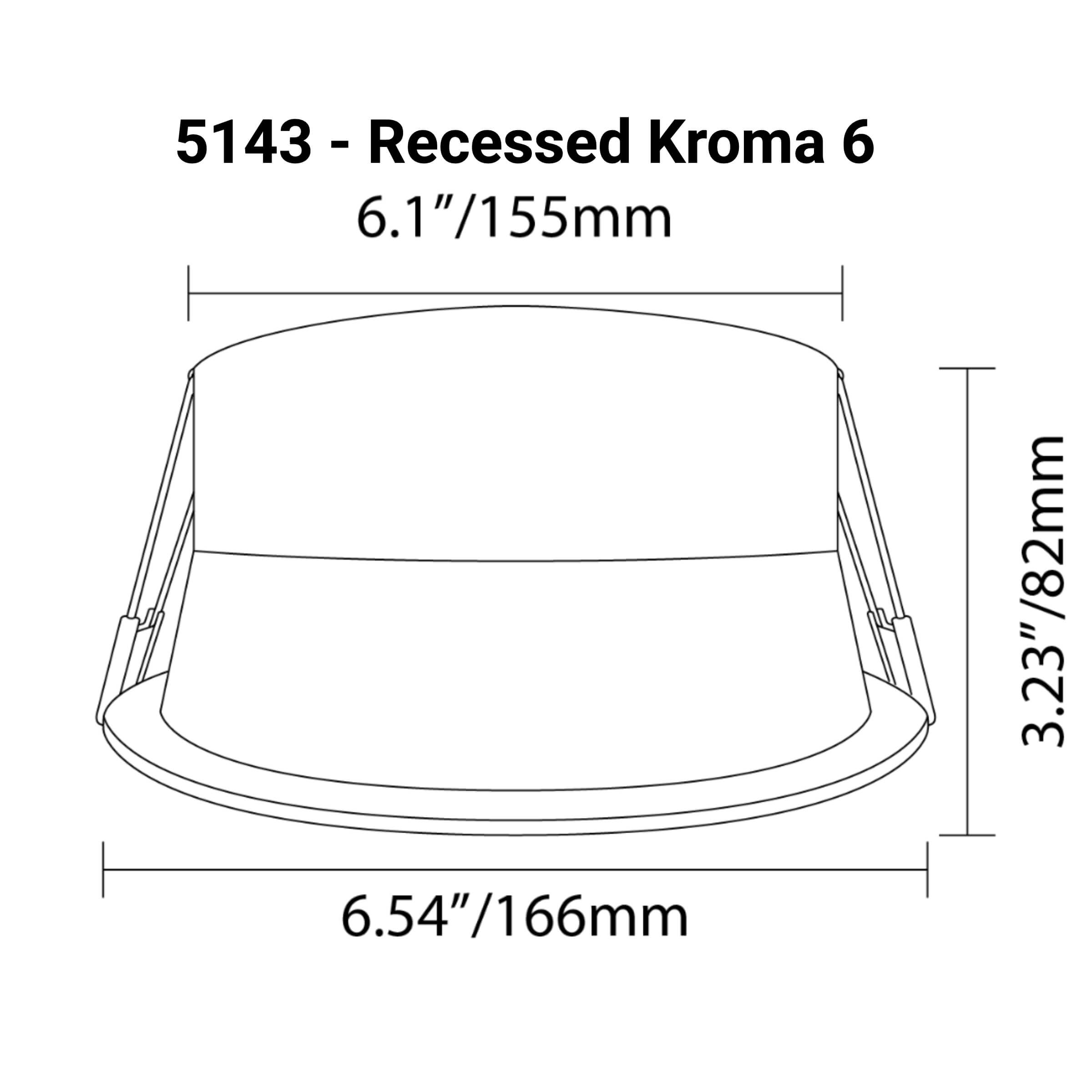 MEGA-Lite Kroma 6 - 32W 24VDC RGBWW LED Recessed Lighting Fixture, dimensions