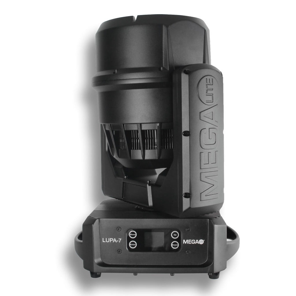 Mega-Lite Lupa-7 - LED Moving Head Wash Fixture with Pixable back LEDs, front up left