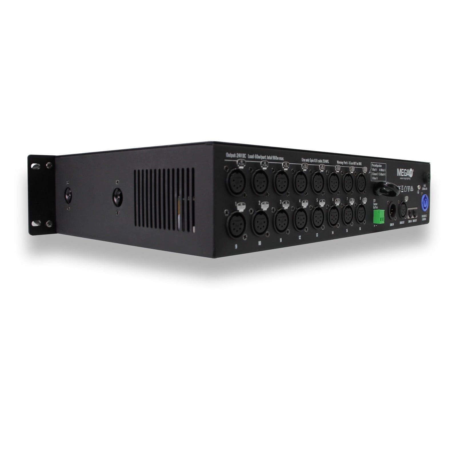 Mega-Lite TetraDriver 16 - Light Pipe Constant Voltage Driver, back left angle