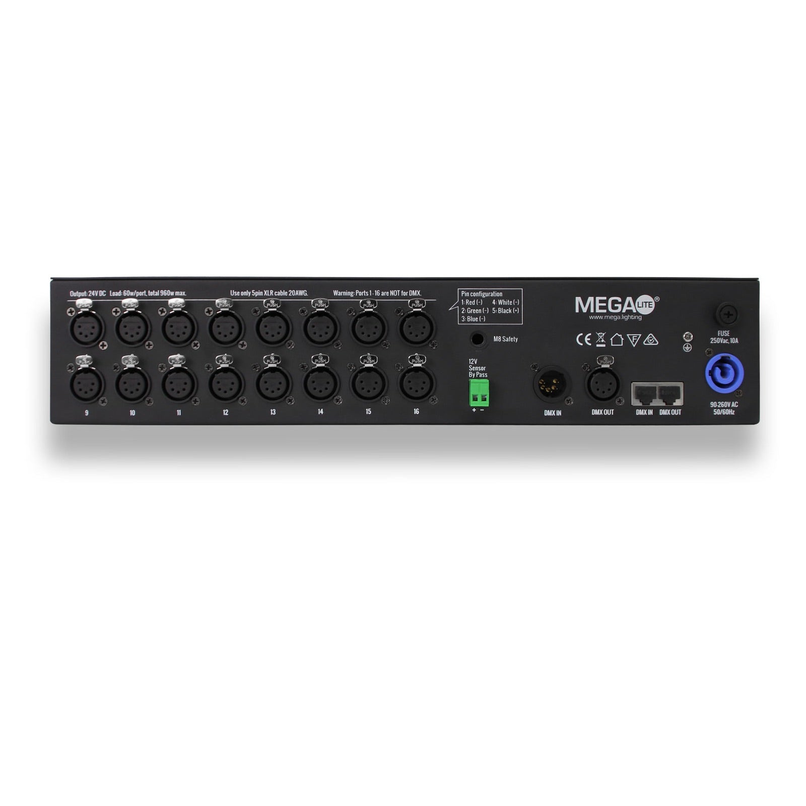 Mega-Lite TetraDriver 16 - Light Pipe Constant Voltage Driver, back