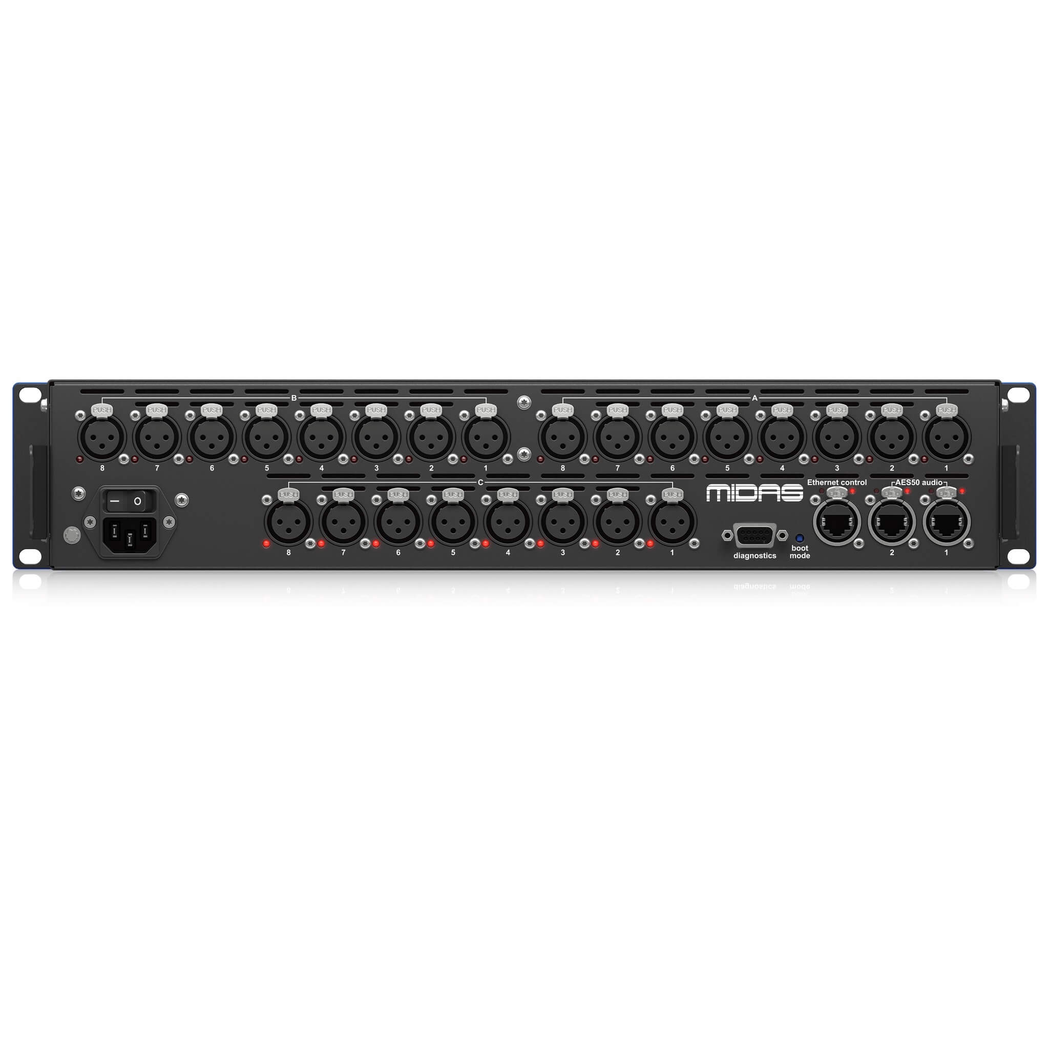 Midas DL151 - 24-Input Stage Box with 24 Midas Mic Preamps, rear