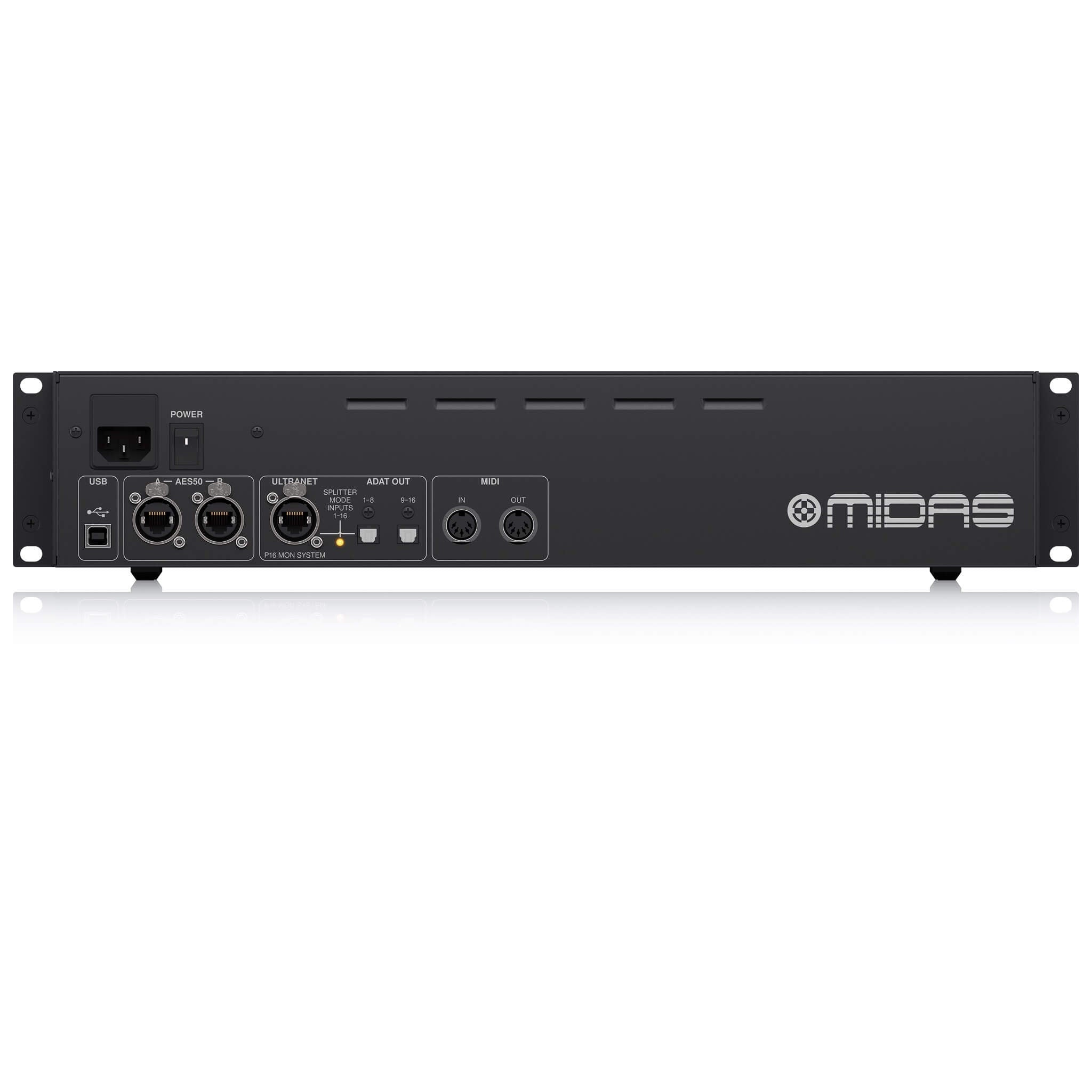 Midas DL16 - 16-Input, 8-Output Stage Box with 16 Midas Mic Preamps, rear