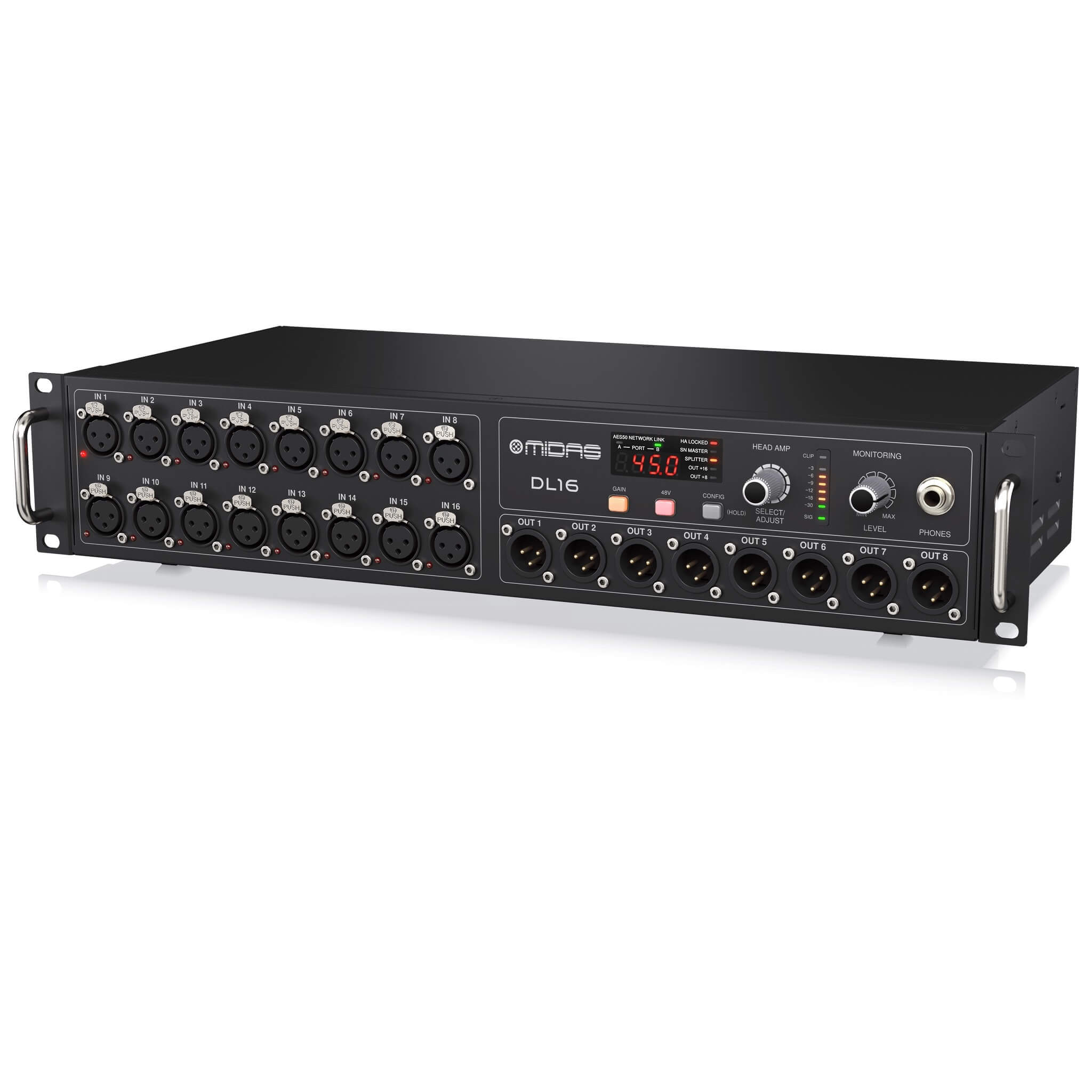 Midas DL16 - 16-Input, 8-Output Stage Box with 16 Midas Mic Preamps, right