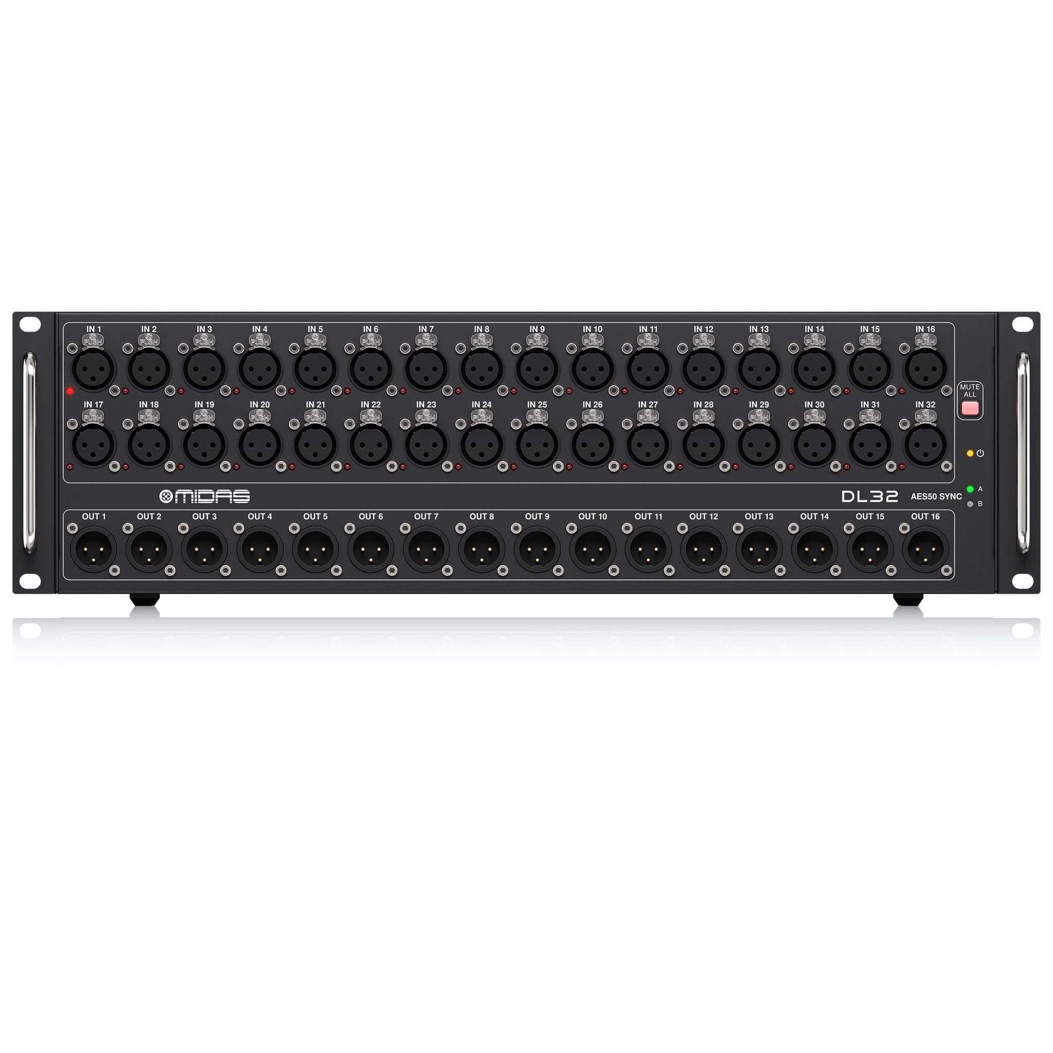 Midas DL32 - 32-Input, 16-Output Stage Box with 32 Midas Mic Preamps, front