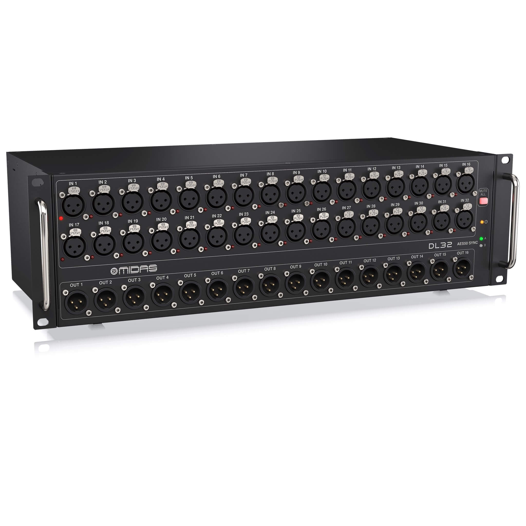 Midas DL32 - 32-Input, 16-Output Stage Box with 32 Midas Mic Preamps, left