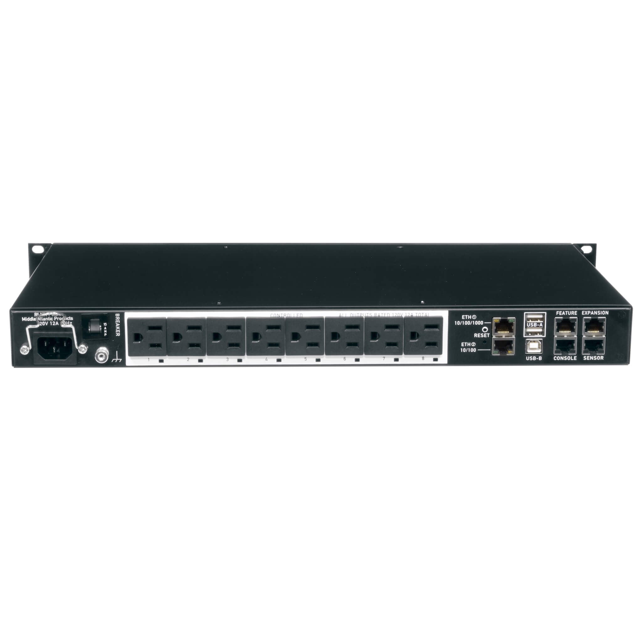 Middle Atlantic RLNK-P915R - 15A Premium+ PDU with RackLink, rear up