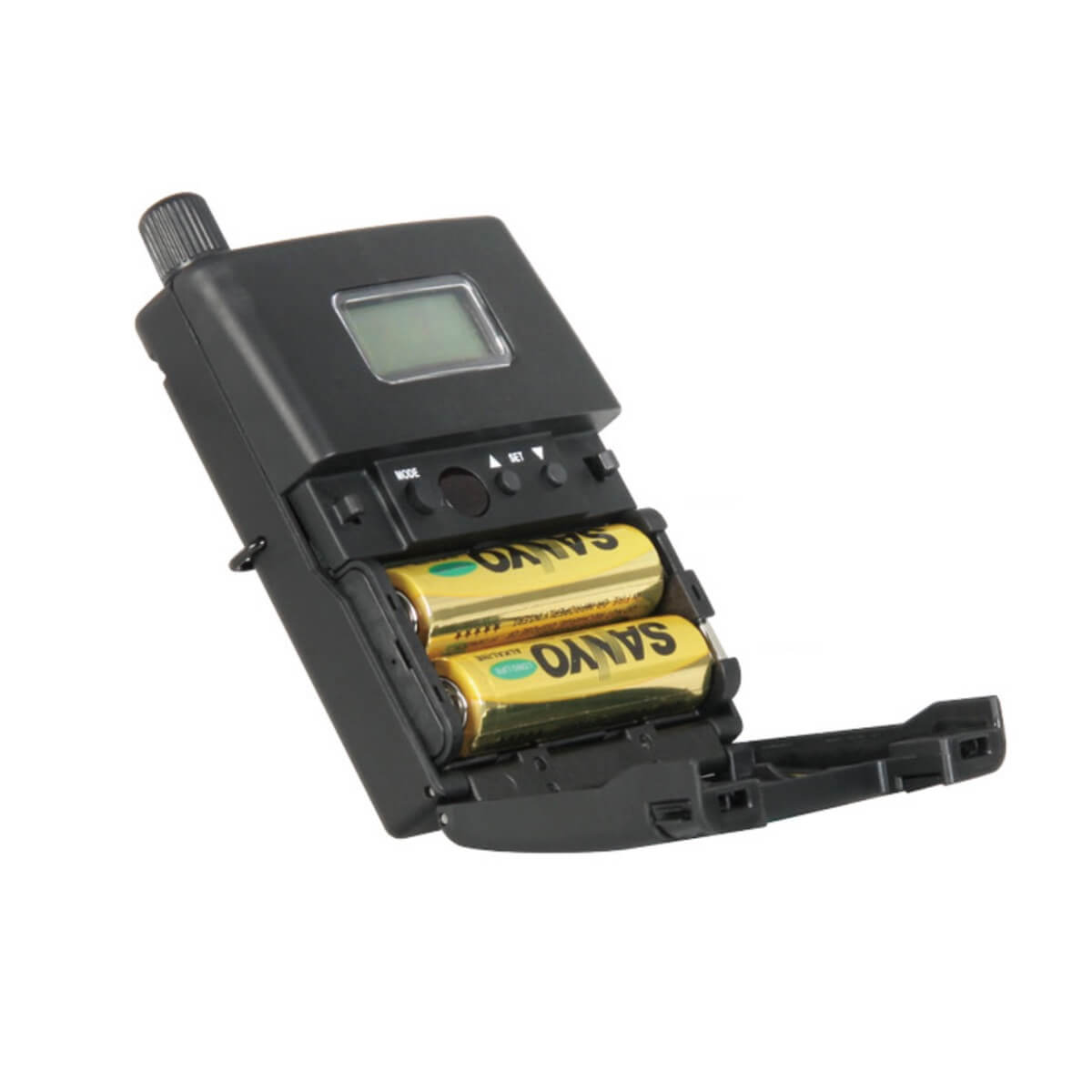 MIPRO MI-909R - UHF Digital Stereo Bodypack Receiver, battery door open