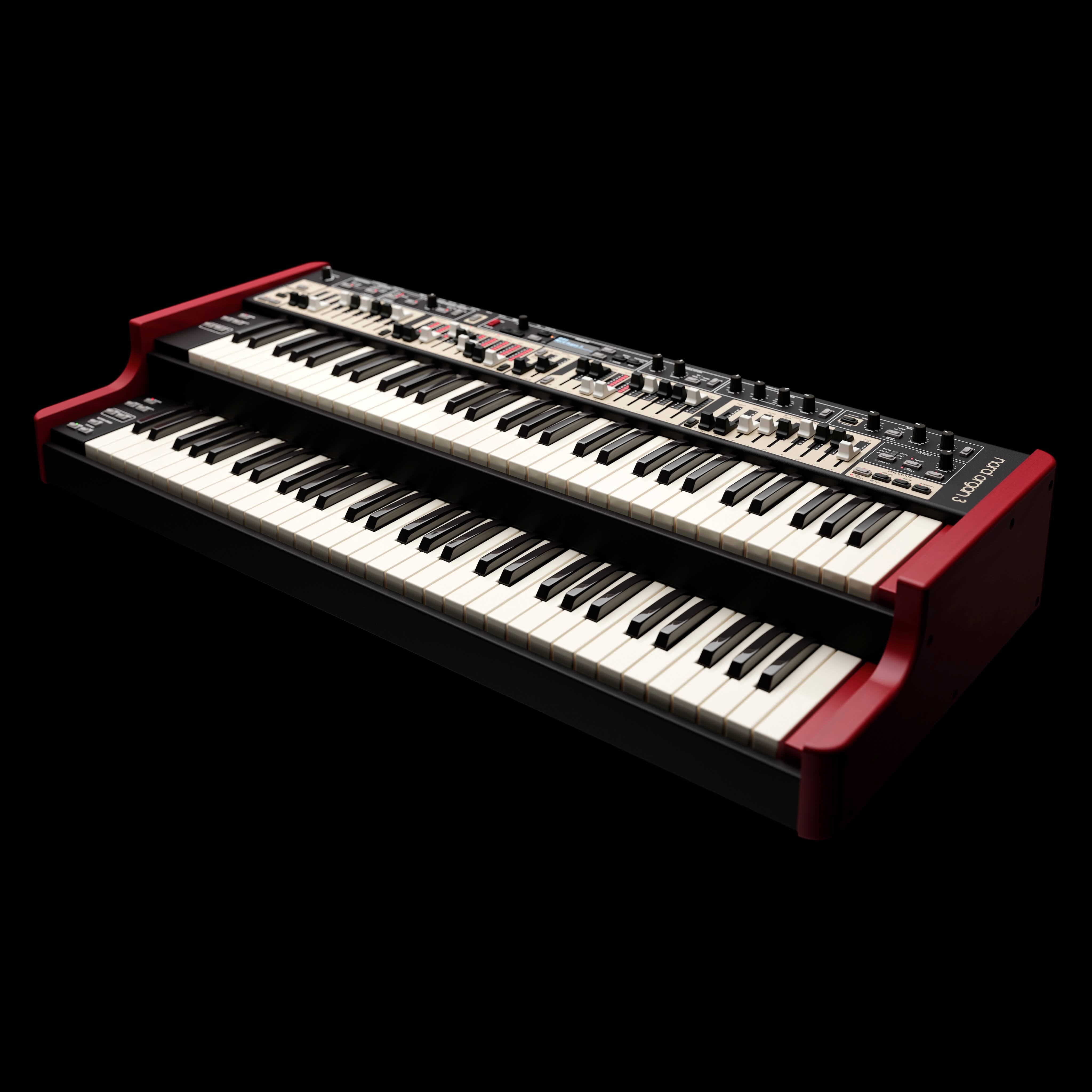 Nord Organ 3 with 2x61-key Triple Sensor Semi-Weighted Waterfall Keyboard, angle view