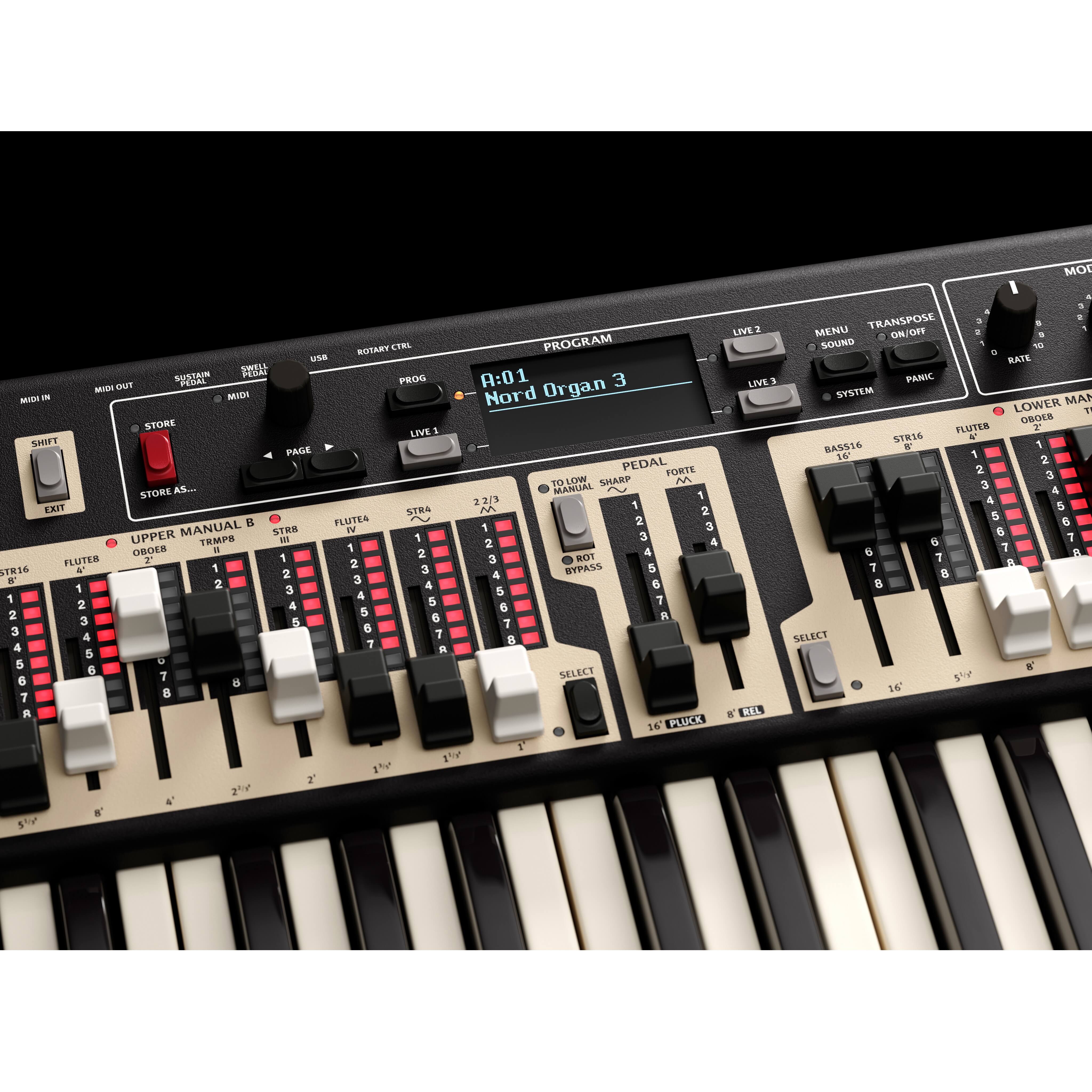 Nord Organ 3 with 2x61-key Triple Sensor Semi-Weighted Waterfall Keyboard, program detail view