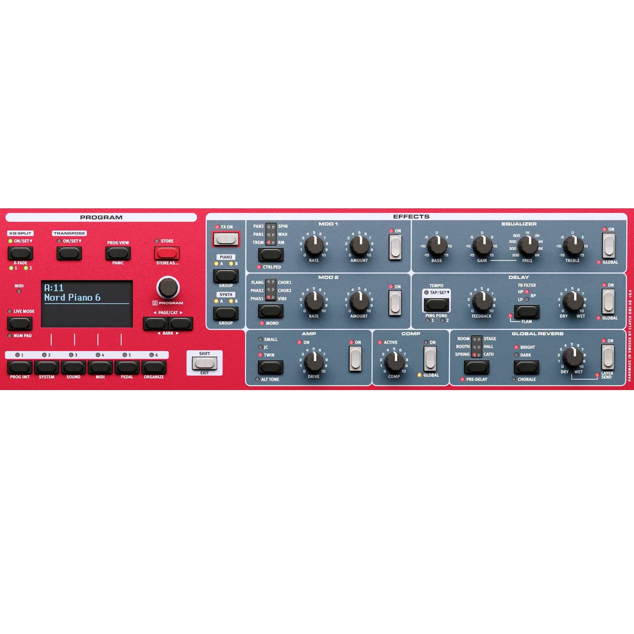 Nord Piano 6, display effects section