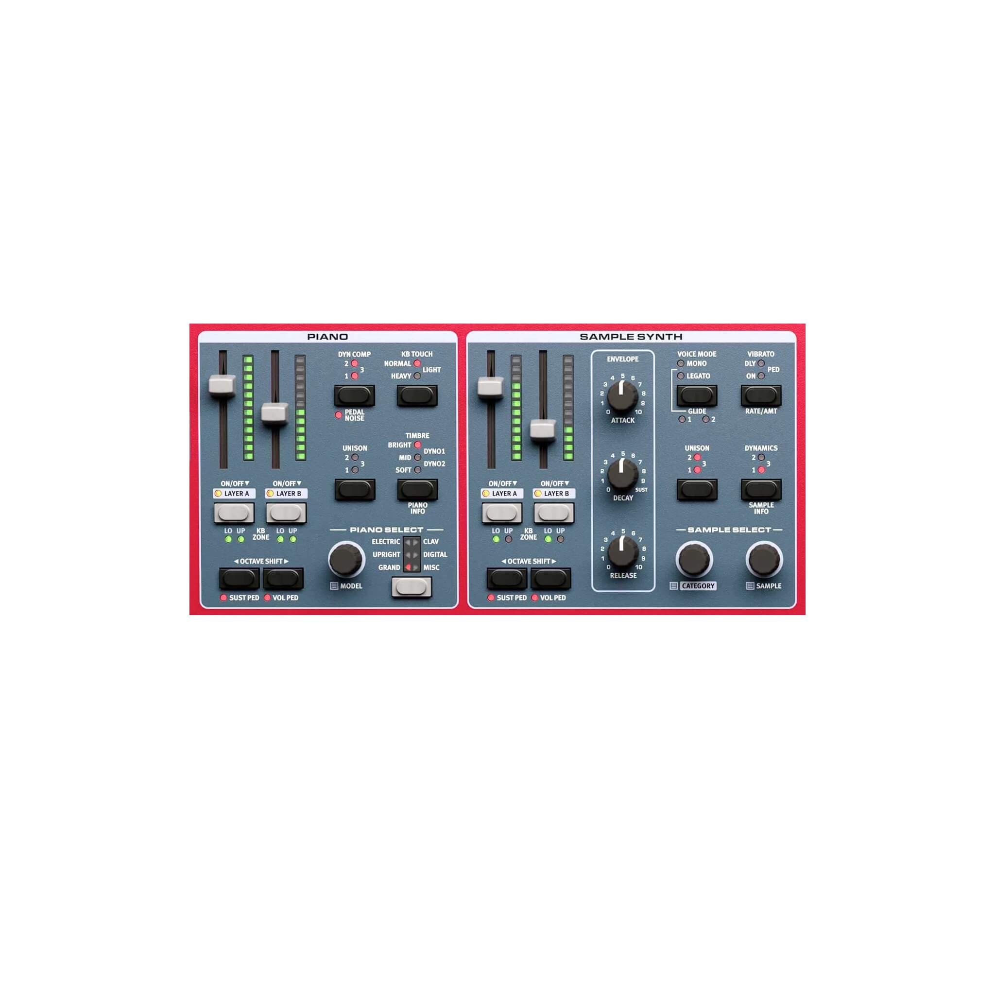 Nord Piano 6, sample synth section