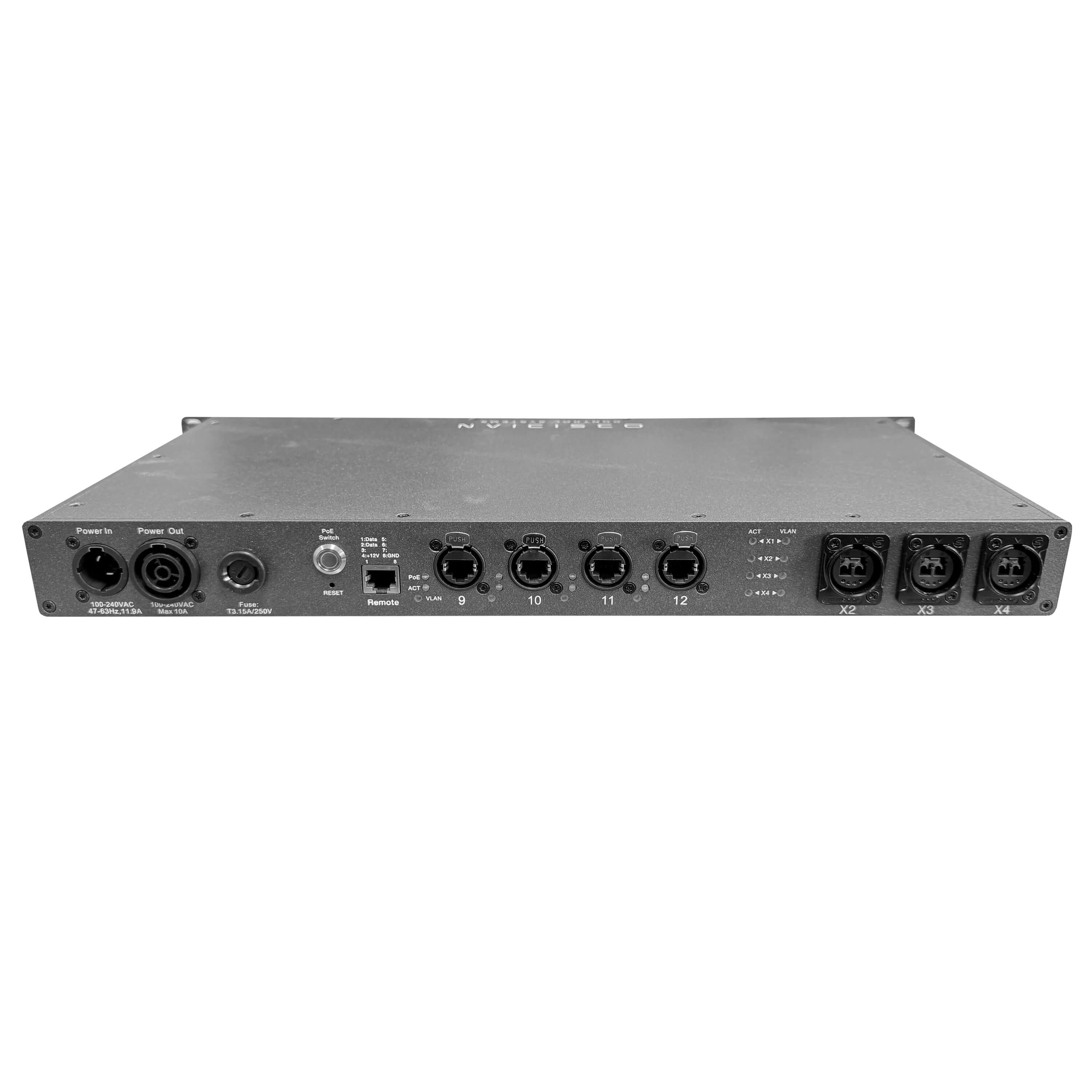 Obsidian Netron FS16 - 12-port GbE Network Switch with OLED Display, rear