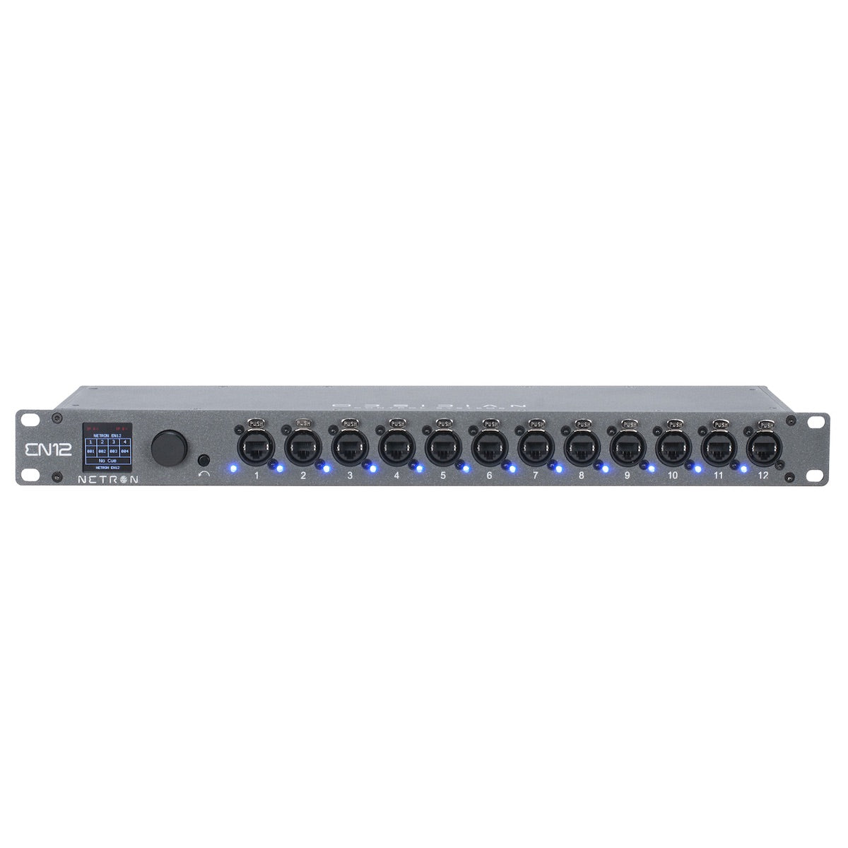 Obsidian Netron EN12 - 12-port 5-pin XLR DMX/RDM to Ethernet Gateway, front