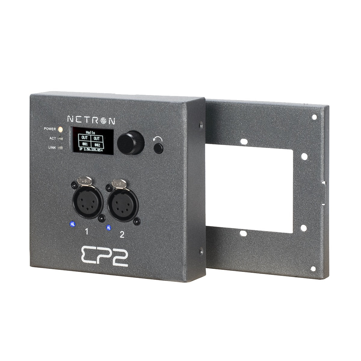Obsidian Netron EP2 - 2-port 5-pin XLR DMX/RDM to Ethernet Gateway, display ring left