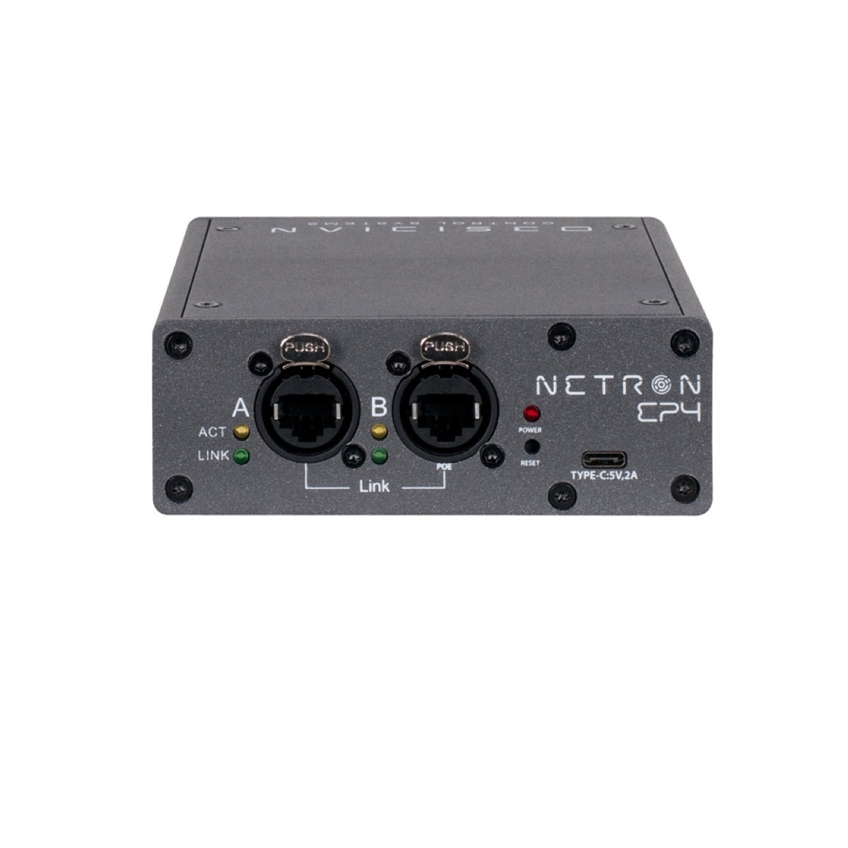 Obsidian Netron EP4 - 4-port 5-pin XLR DMX/RDM to Ethernet Gateway, front
